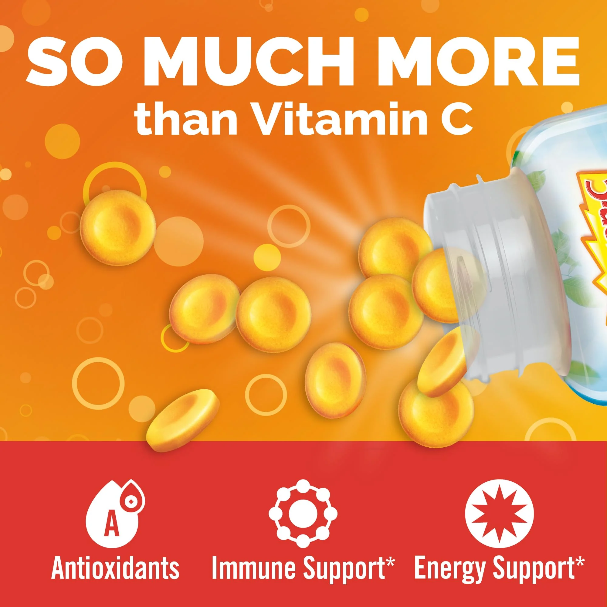 Emergen-C Chewable Vitamin C 1000mg, With B Vitamins And Antioxidants Tablet (40 Count, Orange Blast Flavor), Dietary Supplement - Image 2