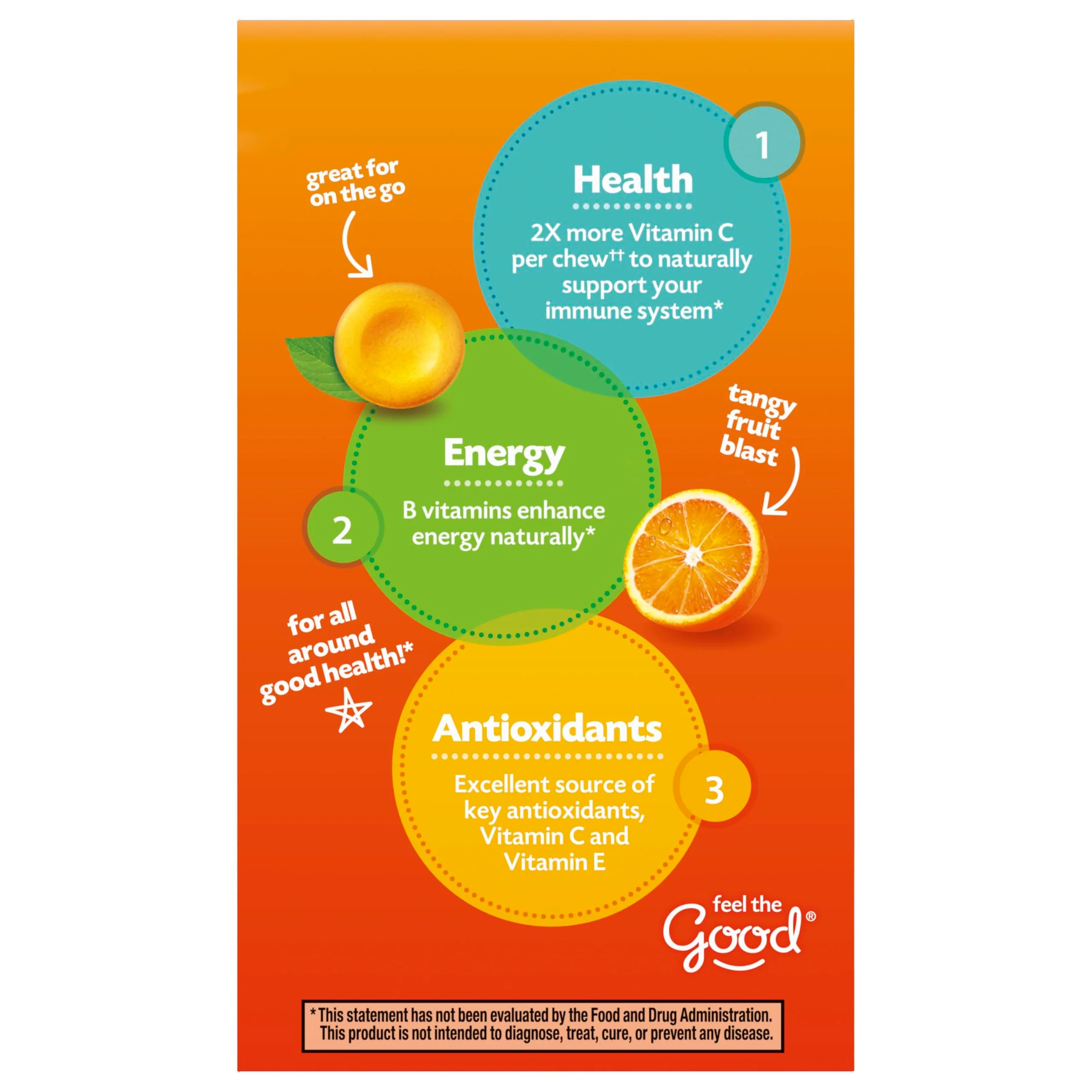 Emergen-C Chewable Vitamin C 1000mg, With B Vitamins And Antioxidants Tablet (40 Count, Orange Blast Flavor), Dietary Supplement - Image 8