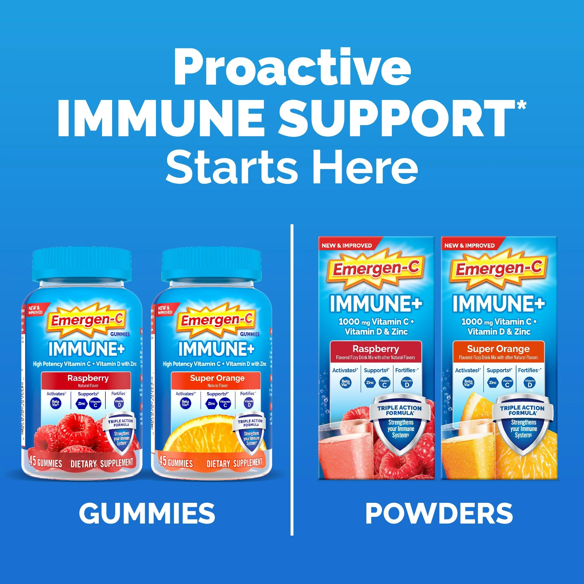 Emergen-C Immune+ Triple Action Immune Support Gummies, BetaVia (R), 1000mg Vitamin C, B Vitamins, Vitamin D and Antioxidants, Super Orange, Back to School Essentials - 45 Count - Image 11