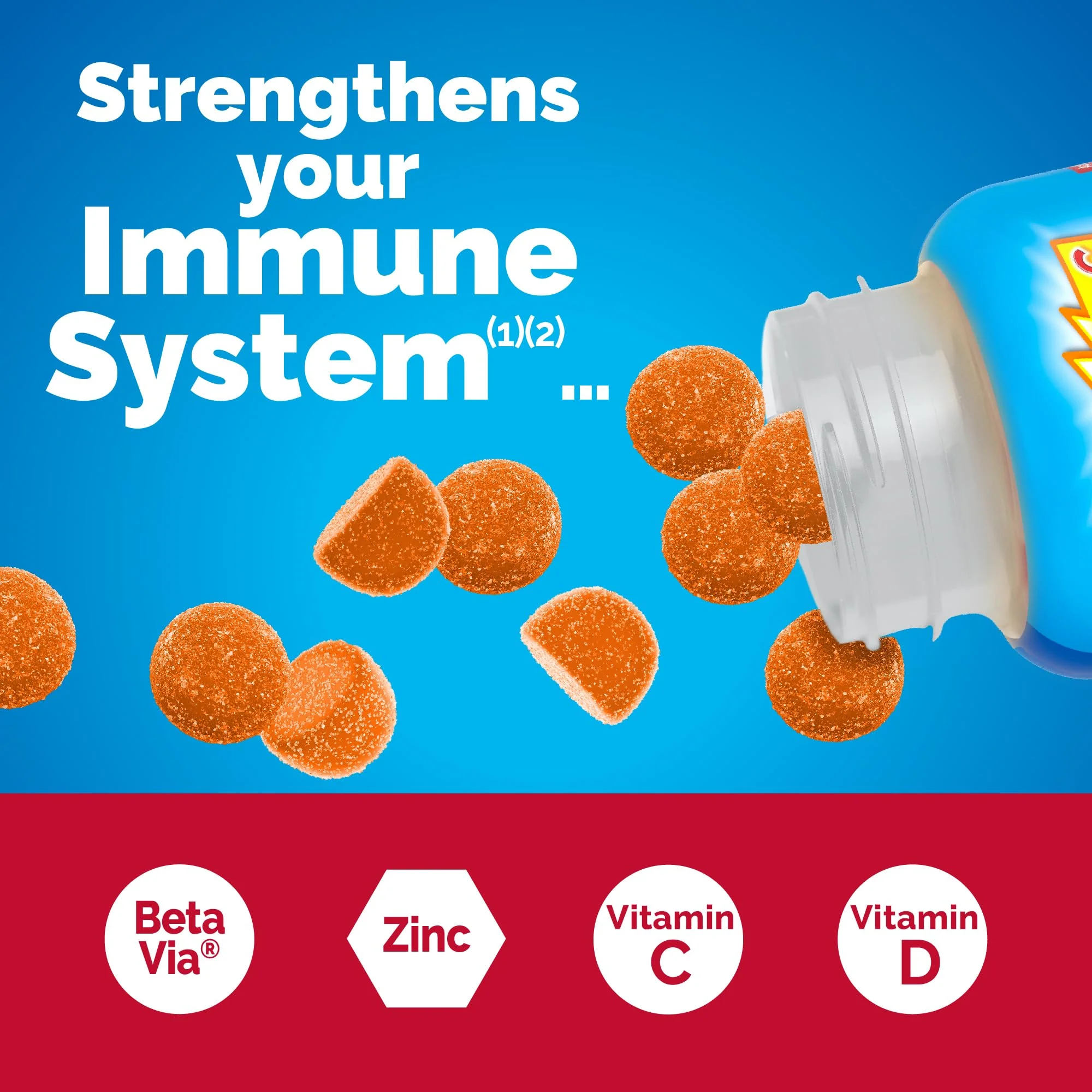 Emergen-C Immune+ Triple Action Immune Support Gummies, BetaVia (R), 1000mg Vitamin C, B Vitamins, Vitamin D and Antioxidants, Super Orange, Back to School Essentials - 45 Count - Image 14