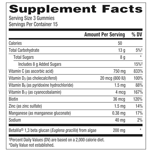 Emergen-C Immune+ Triple Action Immune Support Gummies, BetaVia (R), 1000mg Vitamin C, B Vitamins, Vitamin D and Antioxidants, Super Orange, Back to School Essentials - 45 Count - Image 3