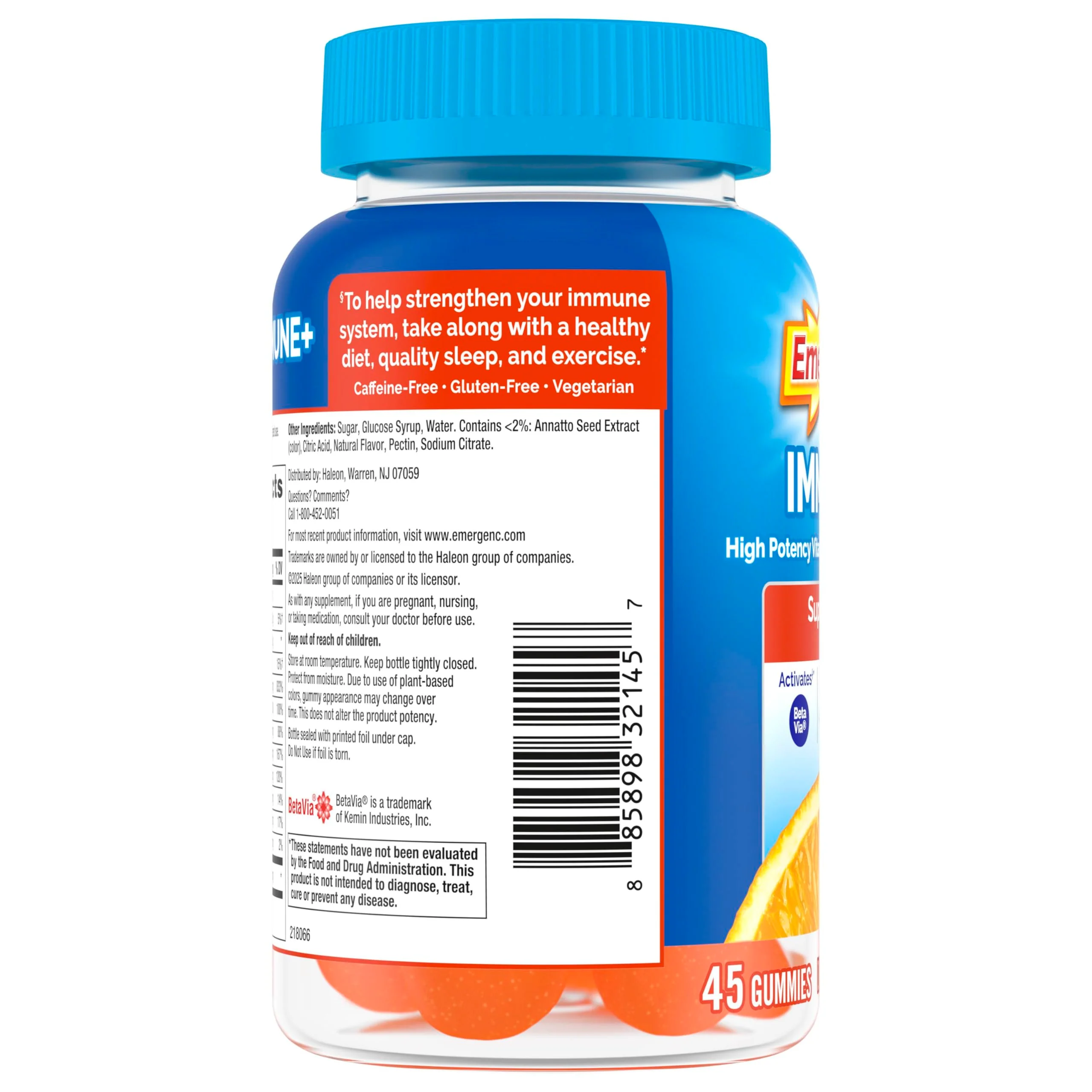 Emergen-C Immune+ Triple Action Immune Support Gummies, BetaVia (R), 1000mg Vitamin C, B Vitamins, Vitamin D and Antioxidants, Super Orange, Back to School Essentials - 45 Count - Image 8