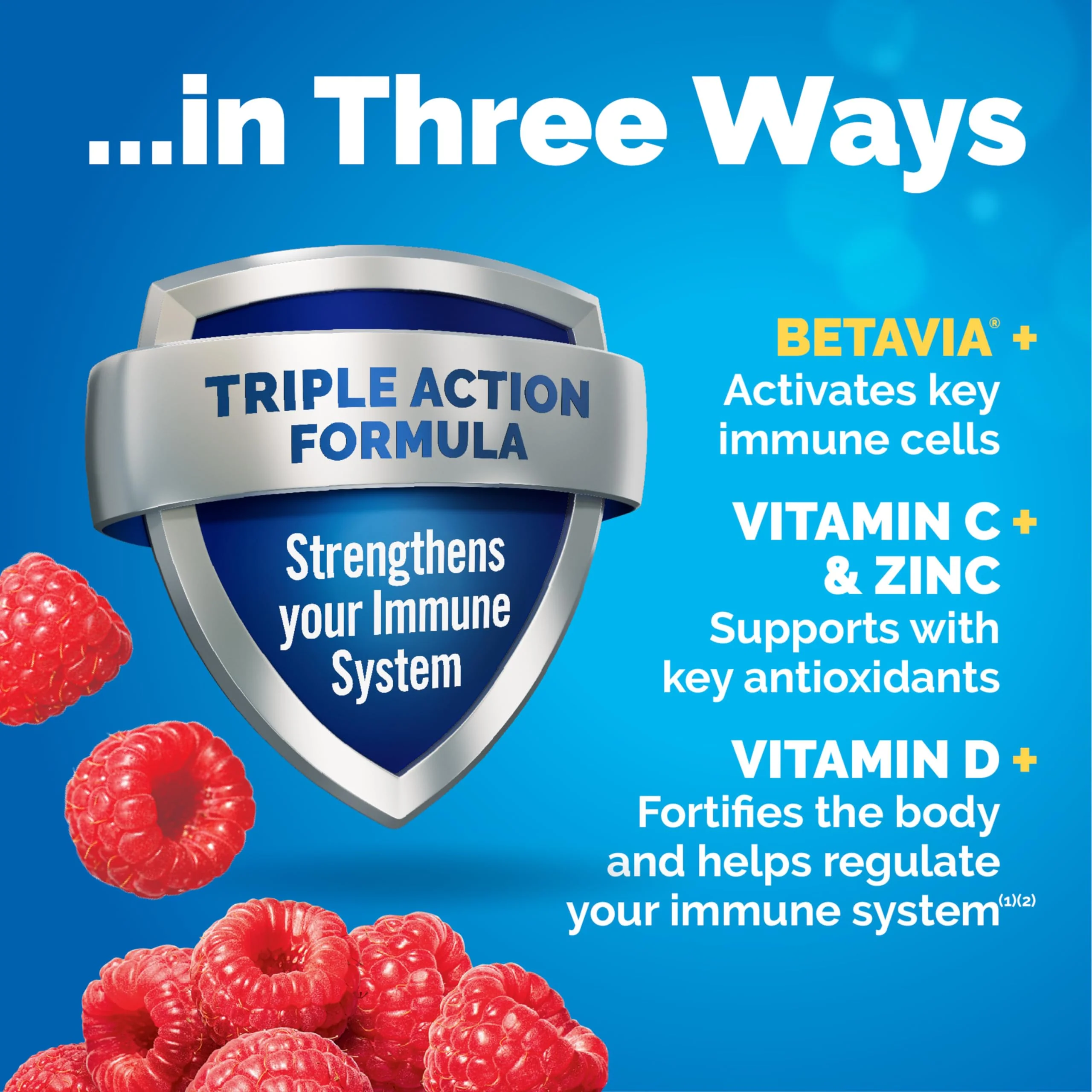 Emergen-C Immune+ Triple Action Immune Support Powder, BetaVia (R), 1000mg Vitamin C, B Vitamins, Vitamin D and Antioxidants, Raspberry – 30 Count - Image 8