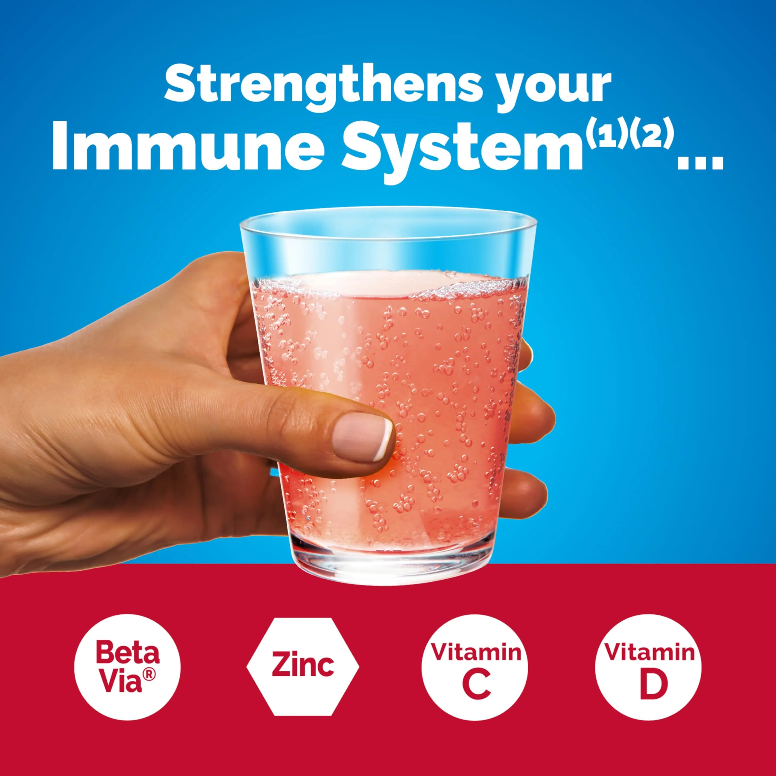 Emergen-C Immune+ Triple Action Immune Support Powder, BetaVia (R), 1000mg Vitamin C, B Vitamins, Vitamin D and Antioxidants, Raspberry – 30 Count - Image 9