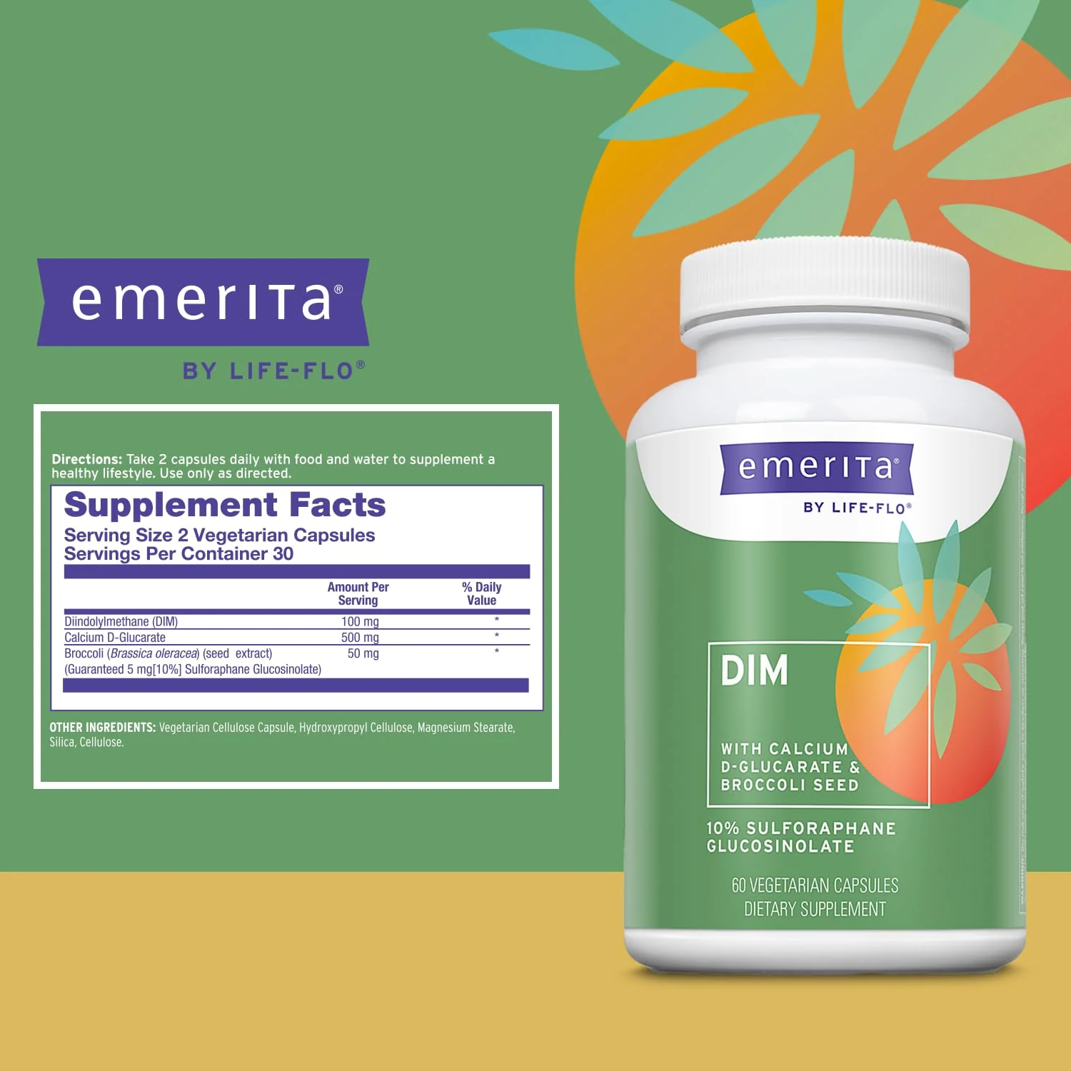 Emerita by Life-flo DIM Supplement, Balancing Support for Women with 100mg DIM Plus Calcium D-Glucarate and Broccoli Seed Extract, 60-Day Guarantee, Not Tested on Animals, 30 Servings, 60 VegCaps - Image 3