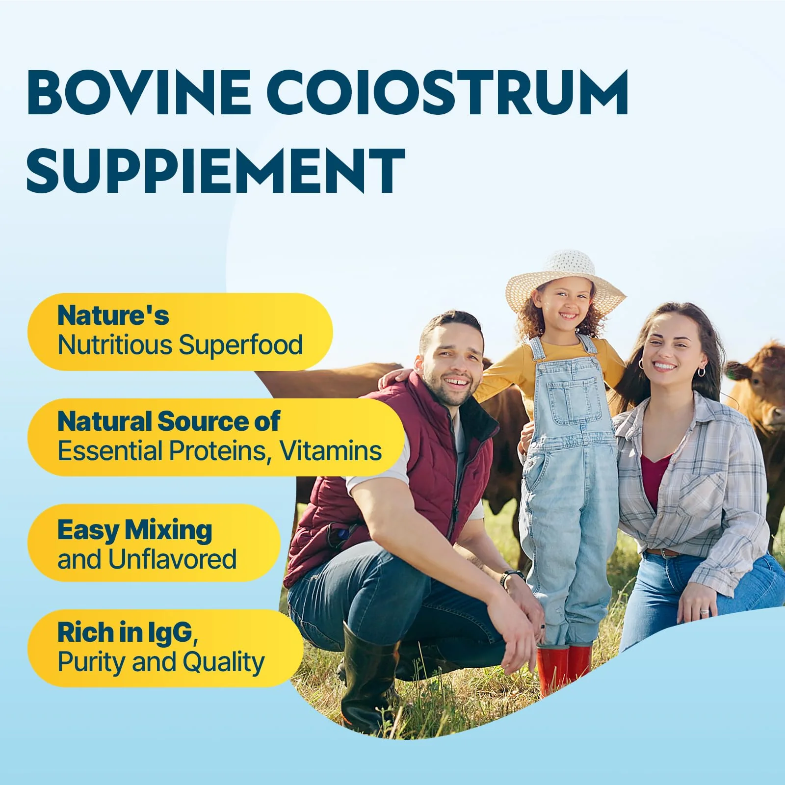 Energievoll Bovine Colostrum Supplement Powder - 60% IgG 3000 mg for Gut, Hair Growth, Beauty, and Immune, Easy to Mix, Unflavored (50 Servings) - Image 6