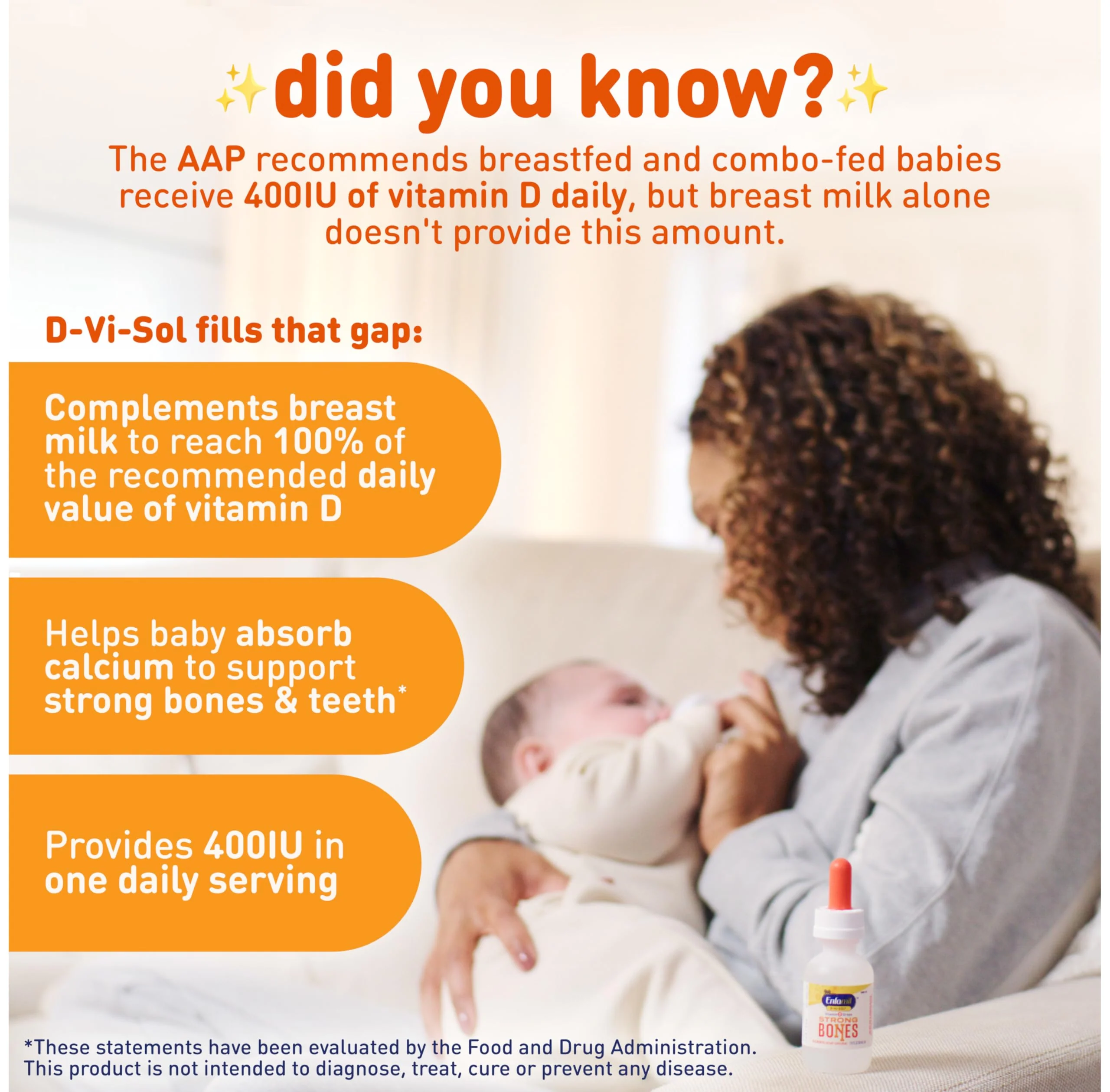 Enfamil Baby Vitamin D-Vi-Sol Liquid Supplement Drops for Infants, Supporting Strong Teeth & Bones in Newborn Babies, Easy-to-Use, Gluten-Free, 50 Day Supply, Dropper Bottle - Image 10