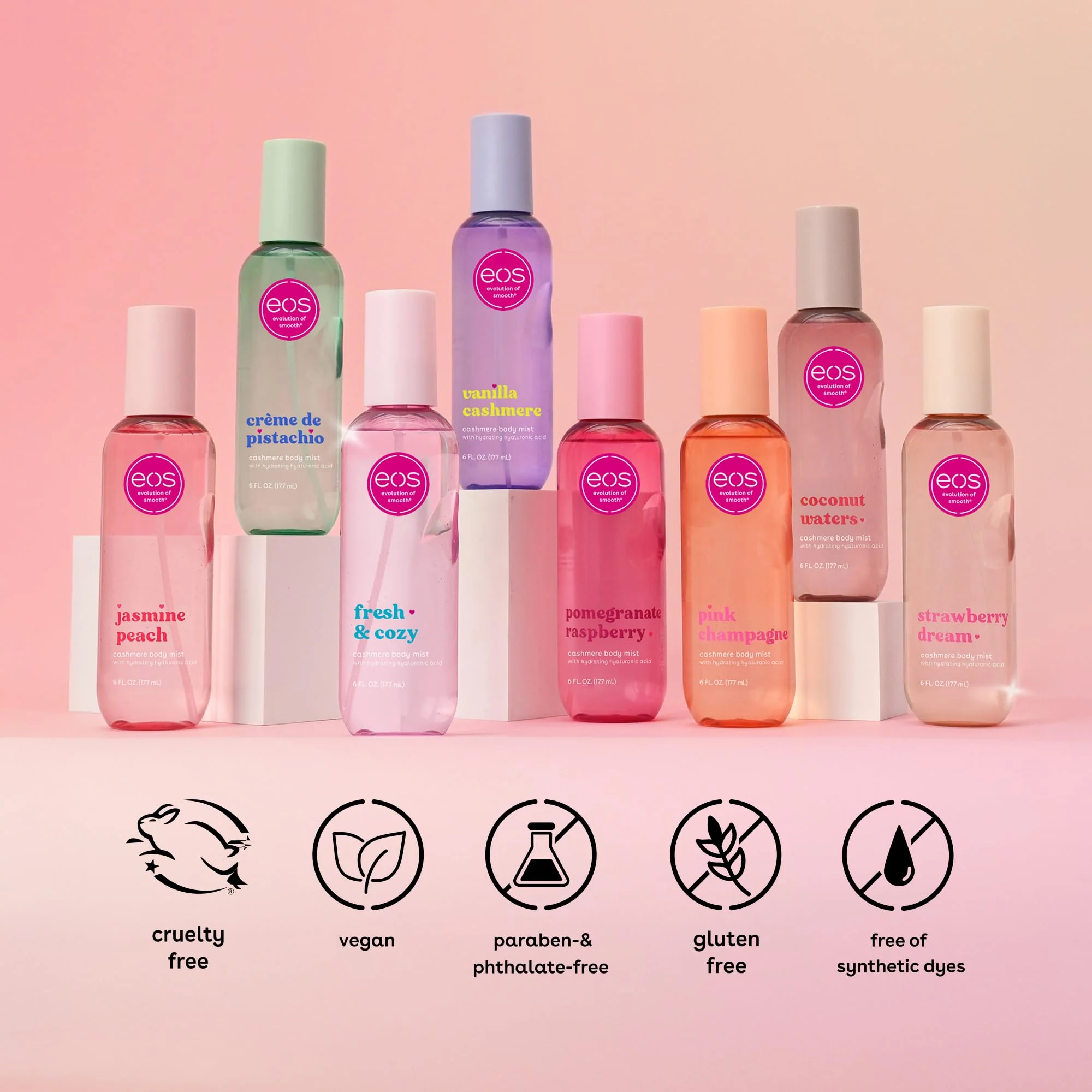 eos Cashmere Body Mist, Strawberry Dream, Body Spray for Women, Strawberry Perfume, Hair Mist, Moisturizing, Hyaluronic Acid, Glycerin, Vegan, Cruelty-free, 6 fl oz - Image 4