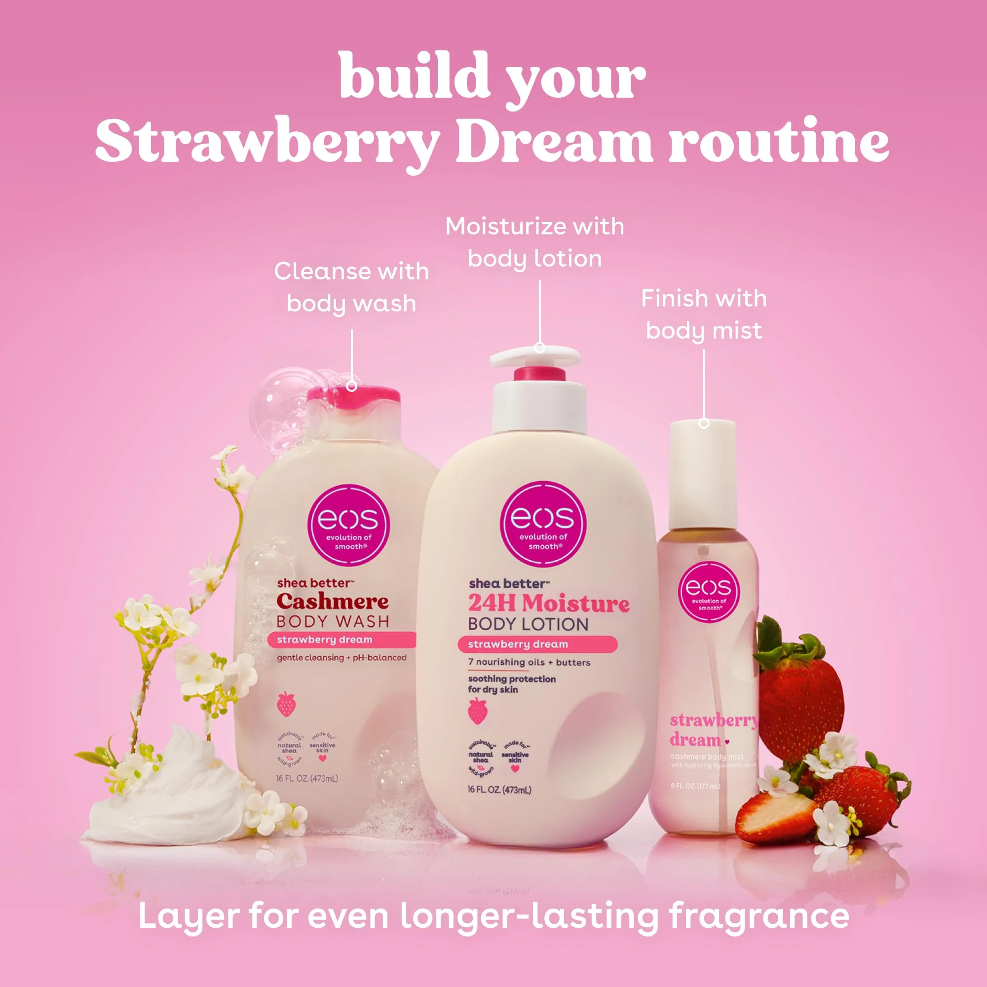 eos Cashmere Body Mist, Strawberry Dream, Body Spray for Women, Strawberry Perfume, Hair Mist, Moisturizing, Hyaluronic Acid, Glycerin, Vegan, Cruelty-free, 6 fl oz - Image 5