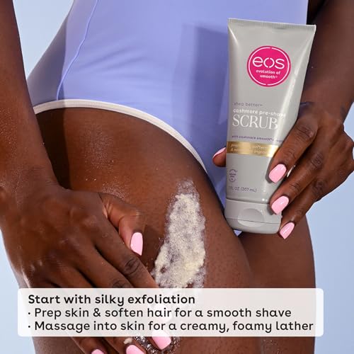 eos Cashmere Skin Collection Pre-Shave Scrub- Vanilla Cashmere, Exfoliating Body Scrub, Vanilla Body Scrub, Hydrating, Shea Sugar, 7 fl oz - Image 6
