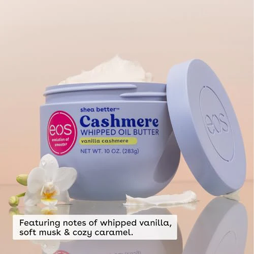 eos Cashmere Whipped Oil Body Butter, Vanilla Cashmere, 72 Hour Weightless Moisture For Dry Skin, Rich Formula and Deep Hydration, Body Care, 10 oz - Image 9