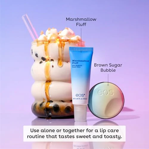 eos Flavor Lab Secret Menu Gift Set - Brown Sugar Boba Lip Scrub Exfoliator & 24H Moisture Super Balm, Limited-Edition Lip Treatment, Nourishing, 2-Pack - Image 7