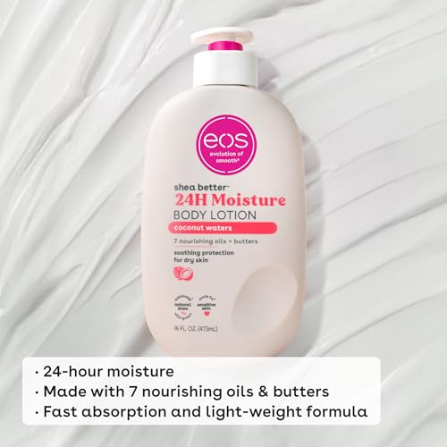 eos Shea Better Body Lotion Coconut Waters, 24-Hour Moisture Skin Care, Lightweight & Non-Greasy, Natural Shea, Vegan, Coconut Body Lotion, 16 fl oz - Image 7