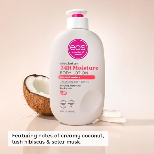 eos Shea Better Body Lotion Coconut Waters, 24-Hour Moisture Skin Care, Lightweight & Non-Greasy, Natural Shea, Vegan, Coconut Body Lotion, 16 fl oz - Image 9