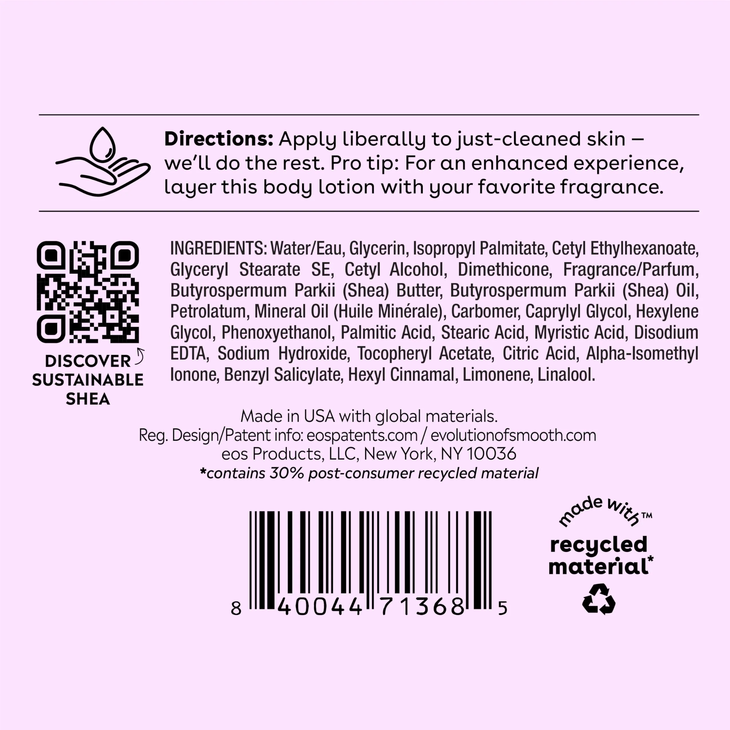 eos Shea Better Body Lotion, Fresh & Cozy, 24-Hour Moisture Skin Care, Lightweight & Non-Greasy, Natural Shea, Vegan, 16 fl oz - Image 2