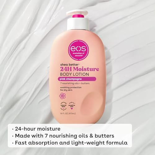 eos Shea Better Body Lotion Pink Champagne, 24-Hour Moisture Skin Care, Lightweight & Non-Greasy, Natural Shea, Vegan, 16 fl oz - Image 7