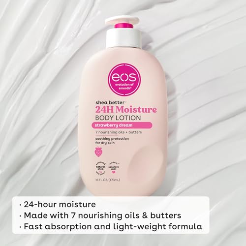 eos Shea Better Body Lotion Strawberry Dream, 24-Hour Moisture Skin Care, Lightweight & Non-Greasy, Natural Shea, Vegan, Strawberry Body Lotion, 16 fl oz - Image 7
