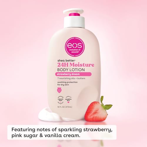 eos Shea Better Body Lotion Strawberry Dream, 24-Hour Moisture Skin Care, Lightweight & Non-Greasy, Natural Shea, Vegan, Strawberry Body Lotion, 16 fl oz - Image 9