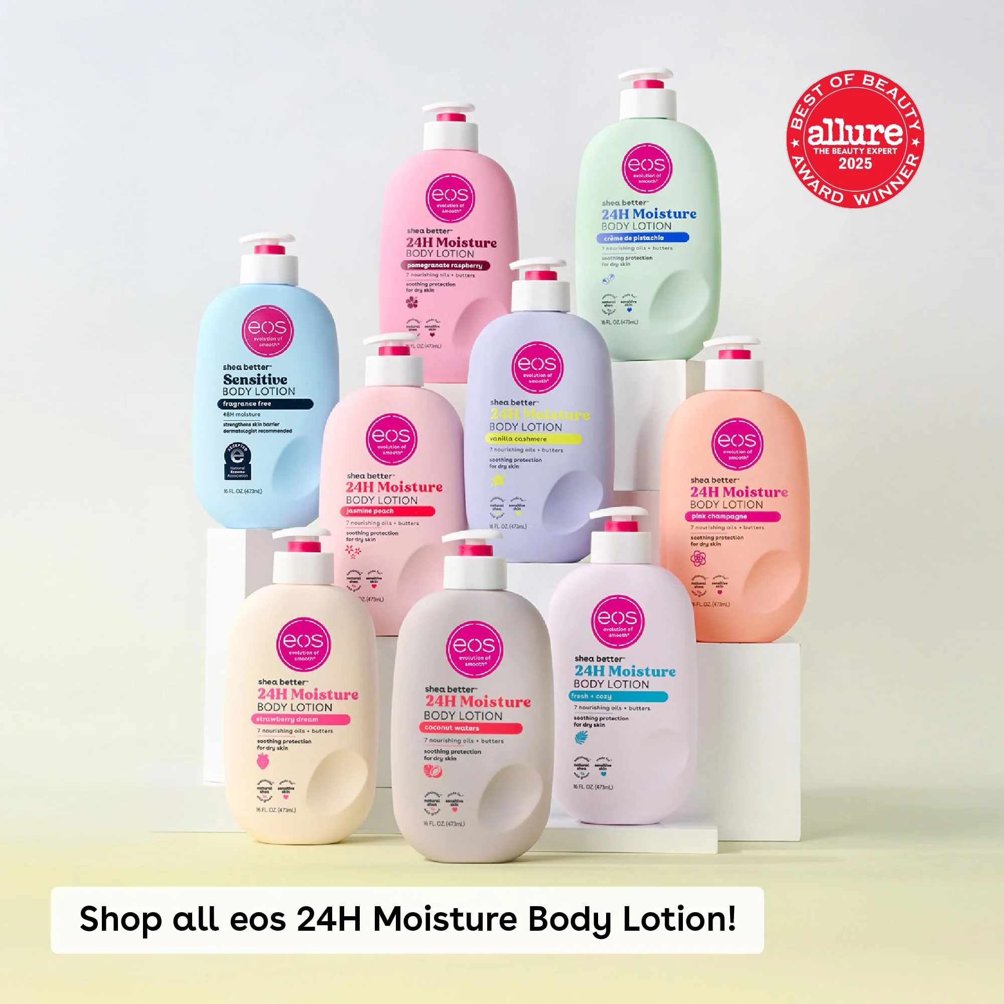 eos Shea Better Sensitive Skin Body Lotion, 48-Hour Moisture Skin Care, For Dry Skin, Fragrance Free Body Lotion, Eczema Lotion, Vegan, 16 fl oz (Packaging may vary) - Image 3