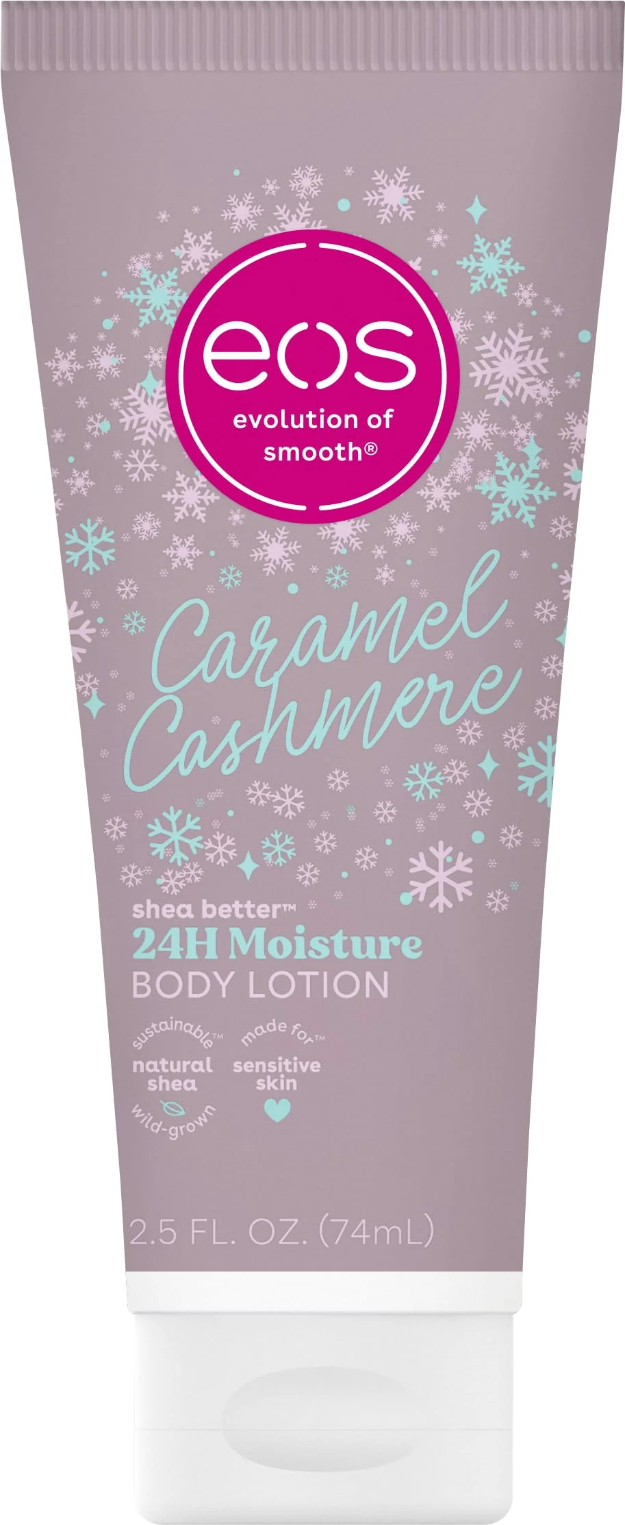 eos Shea Better Travel Size Body Lotion, Caramel Cashmere, Holiday, Limited Edition Skin Care, 24-Hour Moisture, Body Lotion for Women, travel size toiletries, Vegan, 2.5 fl oz