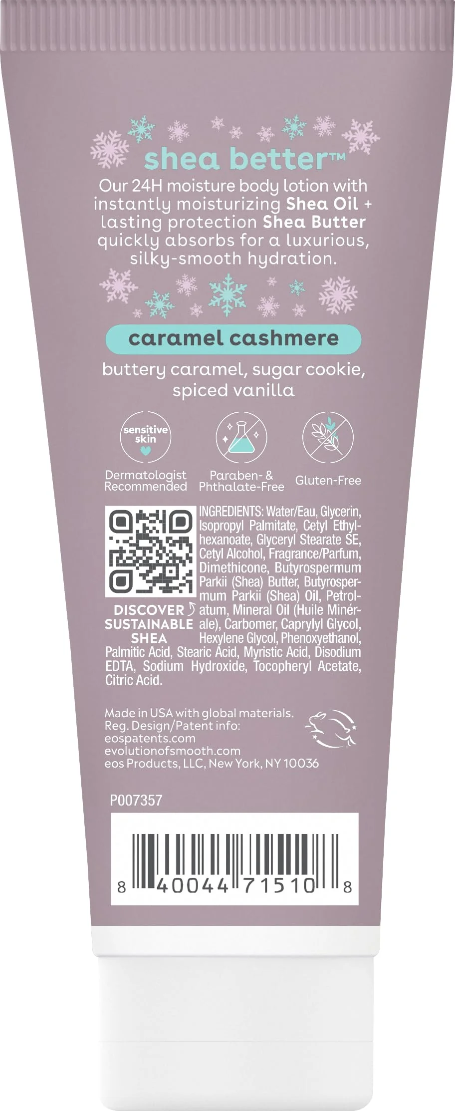 eos Shea Better Travel Size Body Lotion, Caramel Cashmere, Holiday, Limited Edition Skin Care, 24-Hour Moisture, Body Lotion for Women, travel size toiletries, Vegan, 2.5 fl oz - Image 2