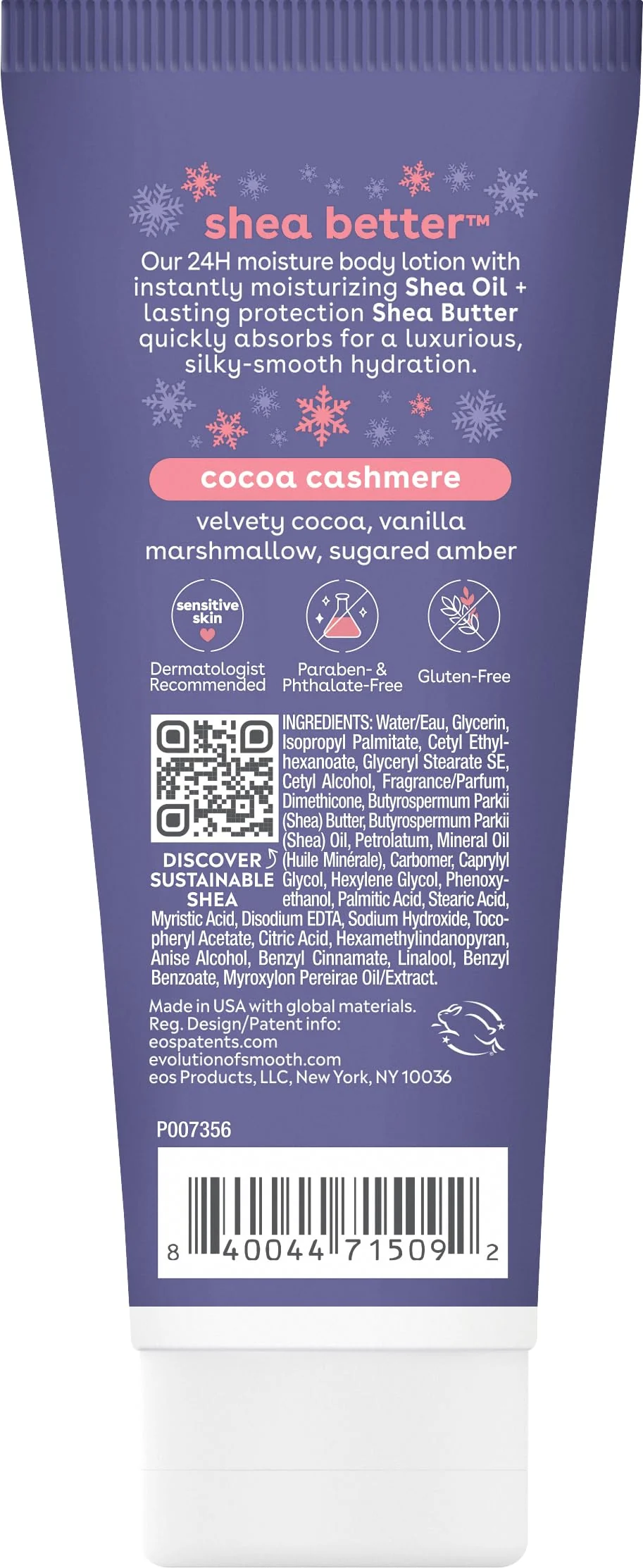eos Shea Better Travel Size Body Lotion, Cocoa Cashmere, Holiday, Limited Edition Skin Care, 24-Hour Moisture, Body Lotion for Women, travel size toiletries, Vegan, 2.5 fl oz - Image 2
