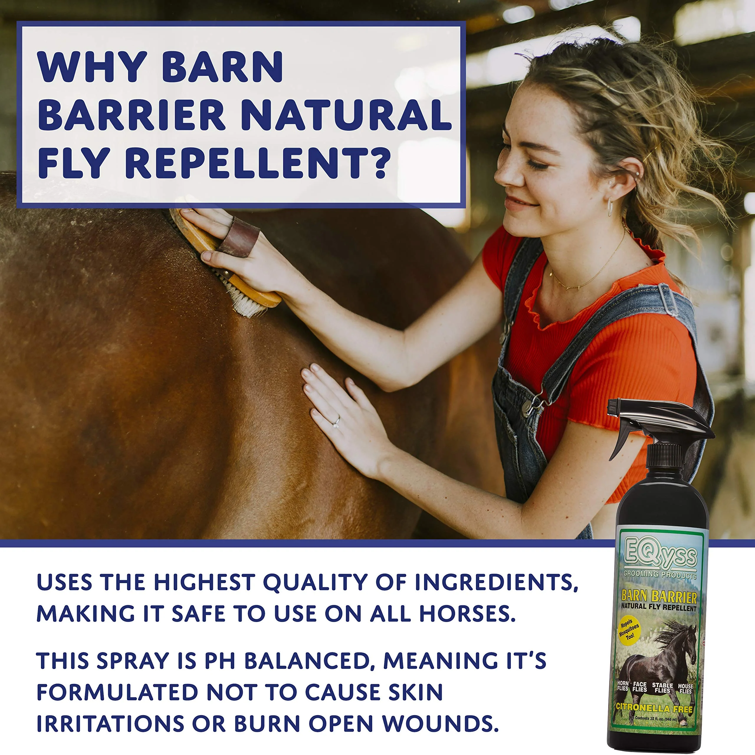 EQyss Barn Barrier Natural Fly Repellent Spray, 32 Ounce - Image 3