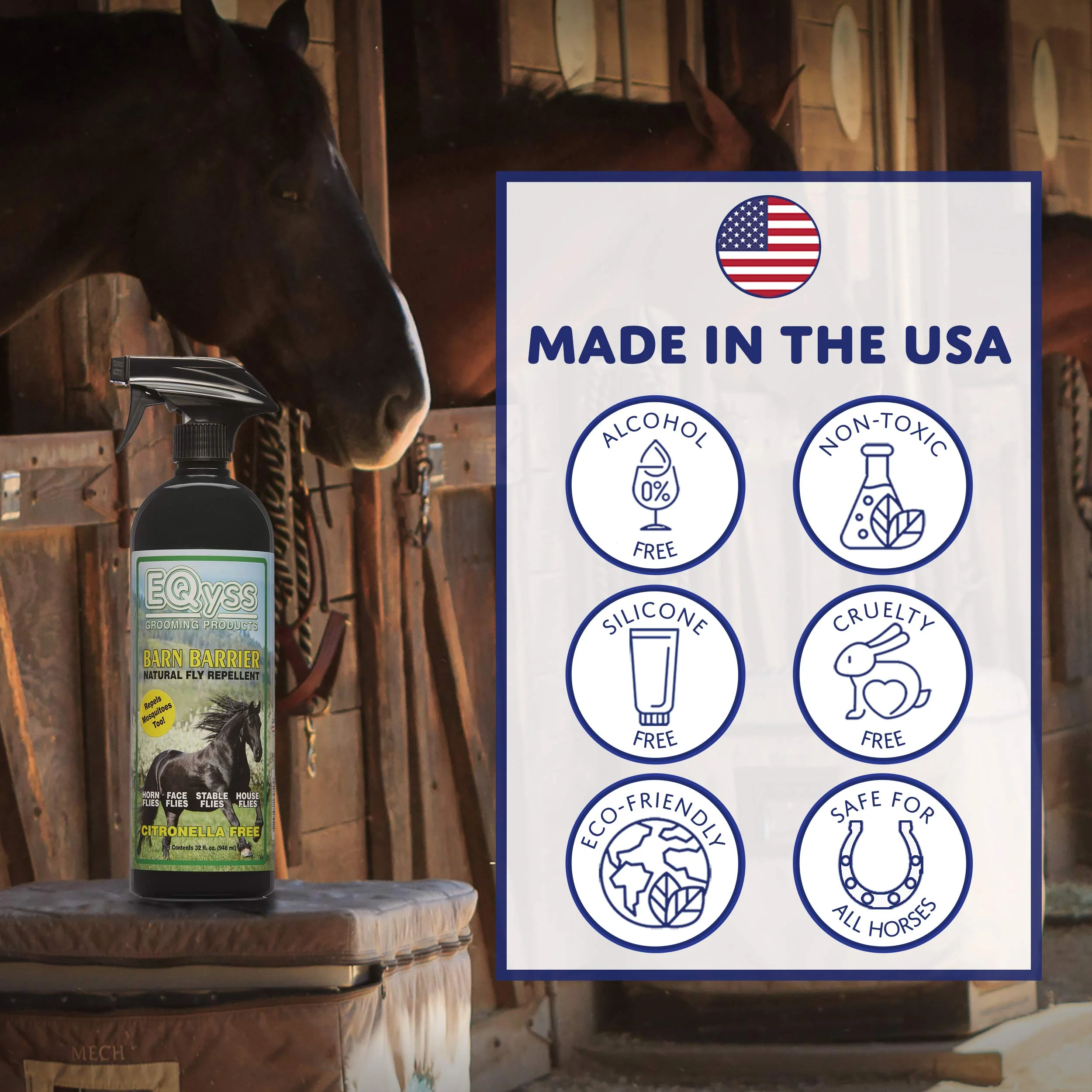 EQyss Barn Barrier Natural Fly Repellent Spray, 32 Ounce - Image 4