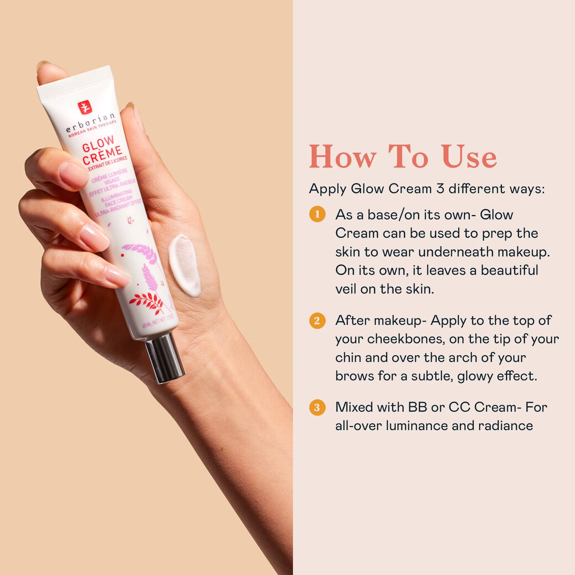 Erborian - Glow Cream - Ultra-Radiant Effect & Illuminating Daily Face Cream - Radiance Boosting Primer for Fresh & Dewy Finish with Glowing Complexion Brightens - 0.5 Oz - Image 4