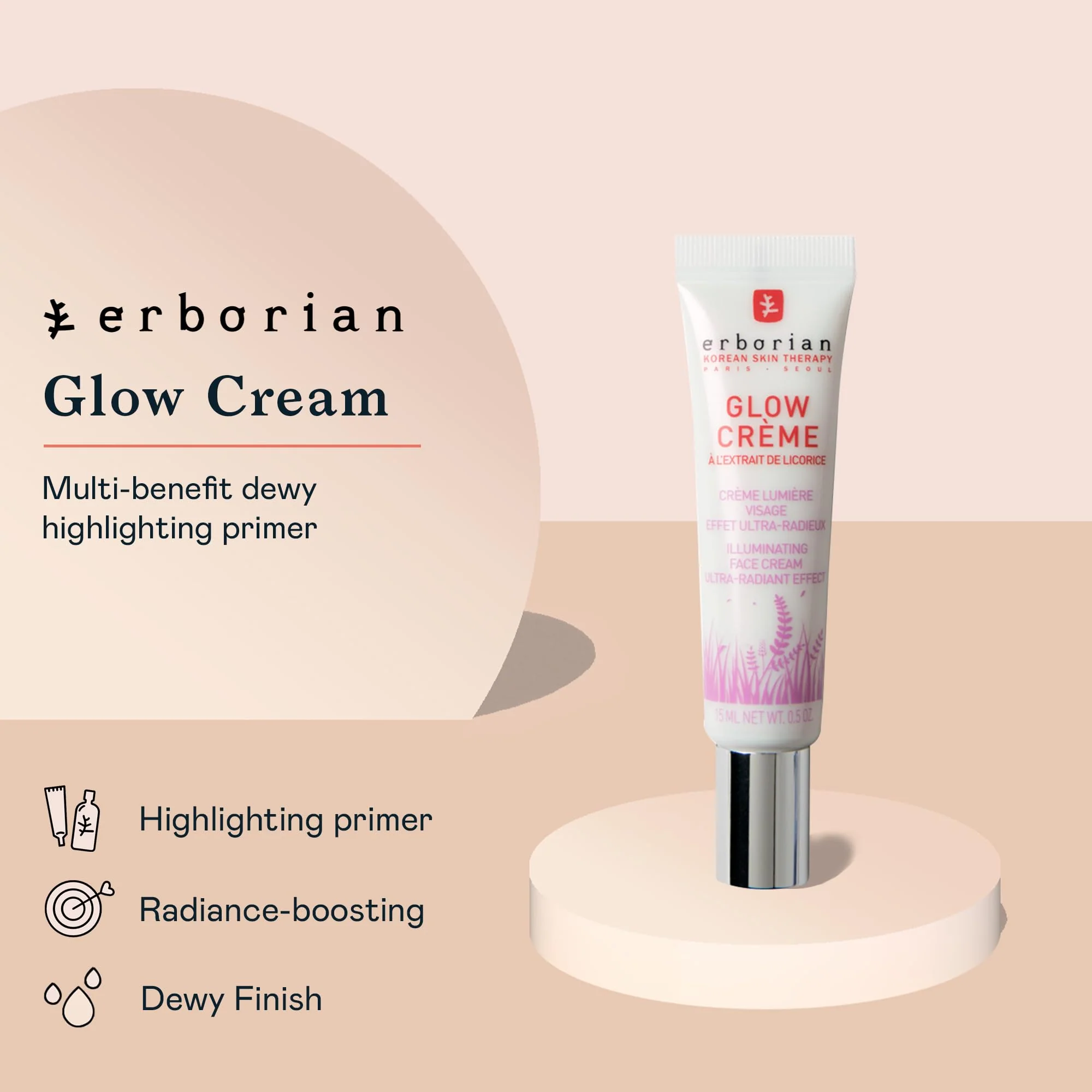 Erborian - Glow Cream - Ultra-Radiant Effect & Illuminating Daily Face Cream - Radiance Boosting Primer for Fresh & Dewy Finish with Glowing Complexion Brightens - 0.5 Oz - Image 6