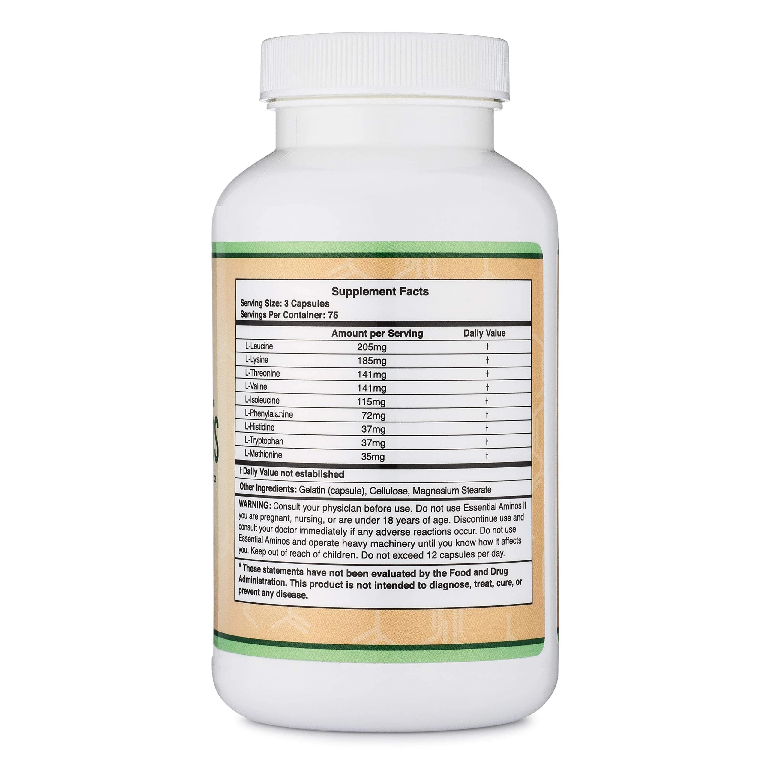 Essential Amino Acids - 1 Gram Per Serving Powder Blend of All 9 Essential Aminos (EAA) and All Branched-Chain Aminos (BCAAs) (Leucine, Isoleucine, Valine) 225 Capsules, Gluten Free by Double Wood - Image 5
