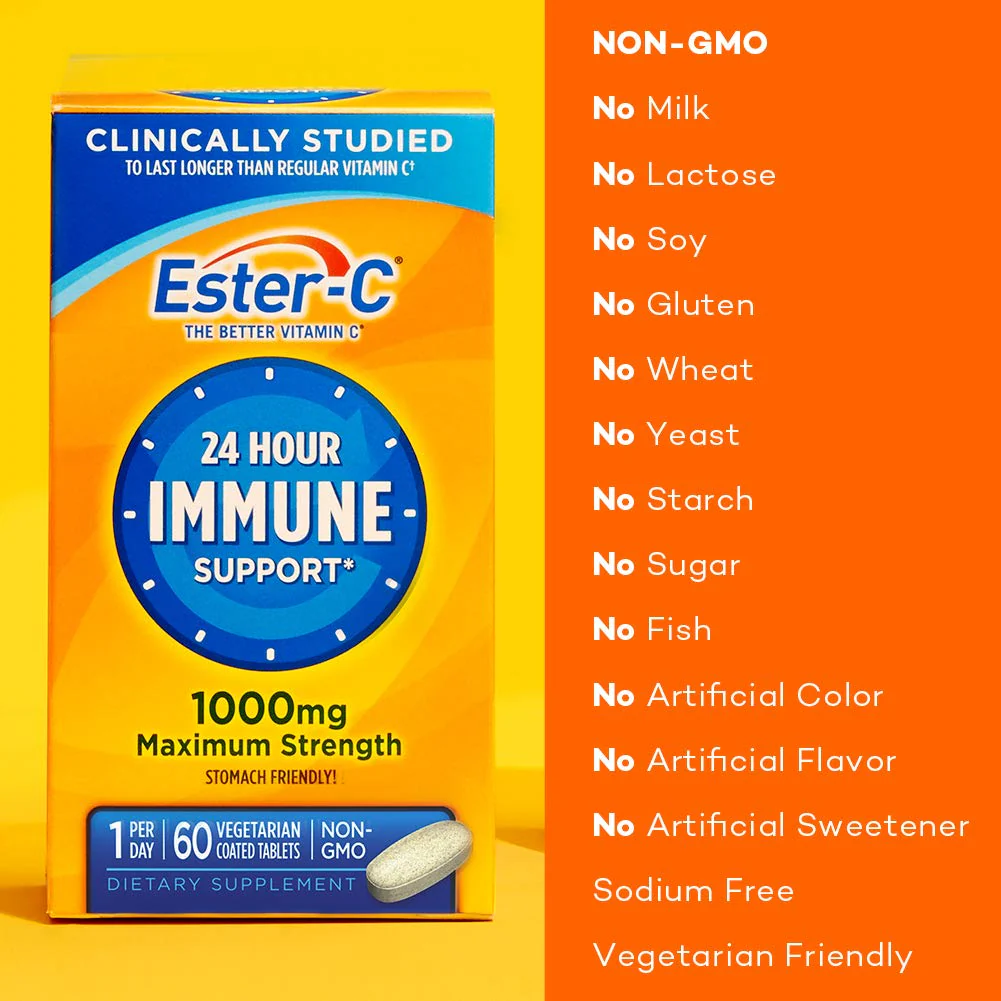 Ester-C Vitamin C, 1,000 mg, 60 Coated Tablets (Packaging May Vary) - Image 3