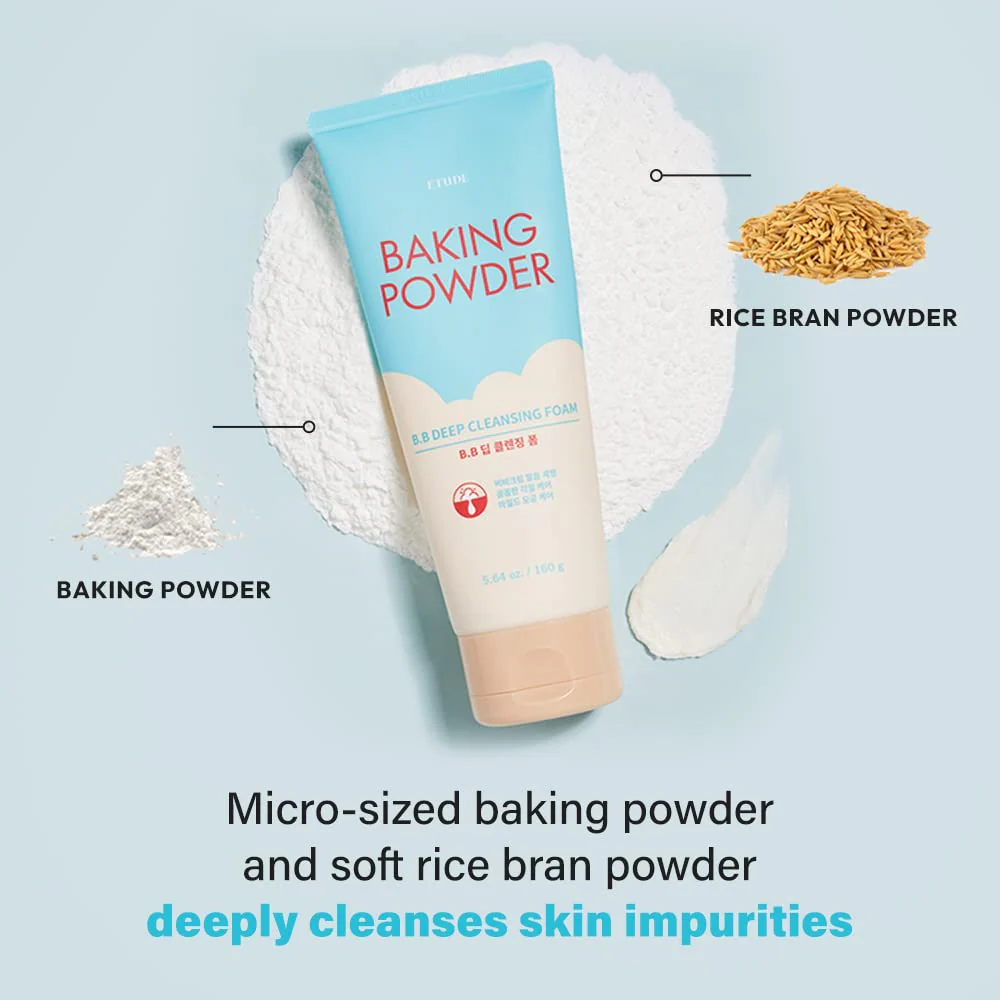 ETUDE Baking Powder B.B Deep Cleansing Foam, 2 in 1 Rice Bran + Baking Powder, Creamy Bubble + Scrub Exfoliate Skin, Fash Wash, Deep Cleanser for Makeup, Korean Skin Care, Beauty (5.64 Ounce) - Image 13
