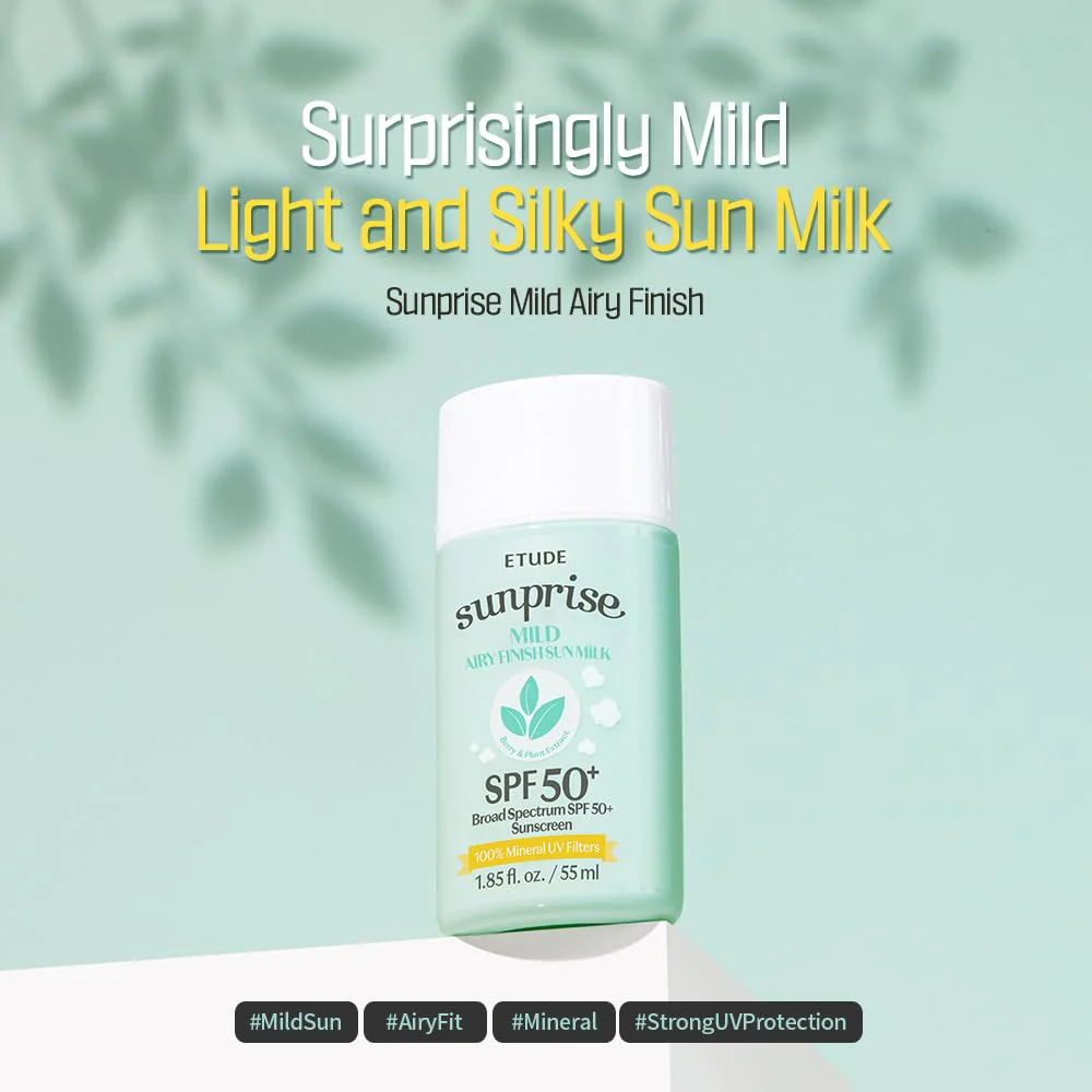 ETUDE Sunprise Sunscreen Mild Sun Milk SPF 50+ / PA++++ (55ml) | Sebum-free, Non-Sticky, Long Lasting Protection, 100% Mineral Korean Sunscreen for sensitive skin - Image 8