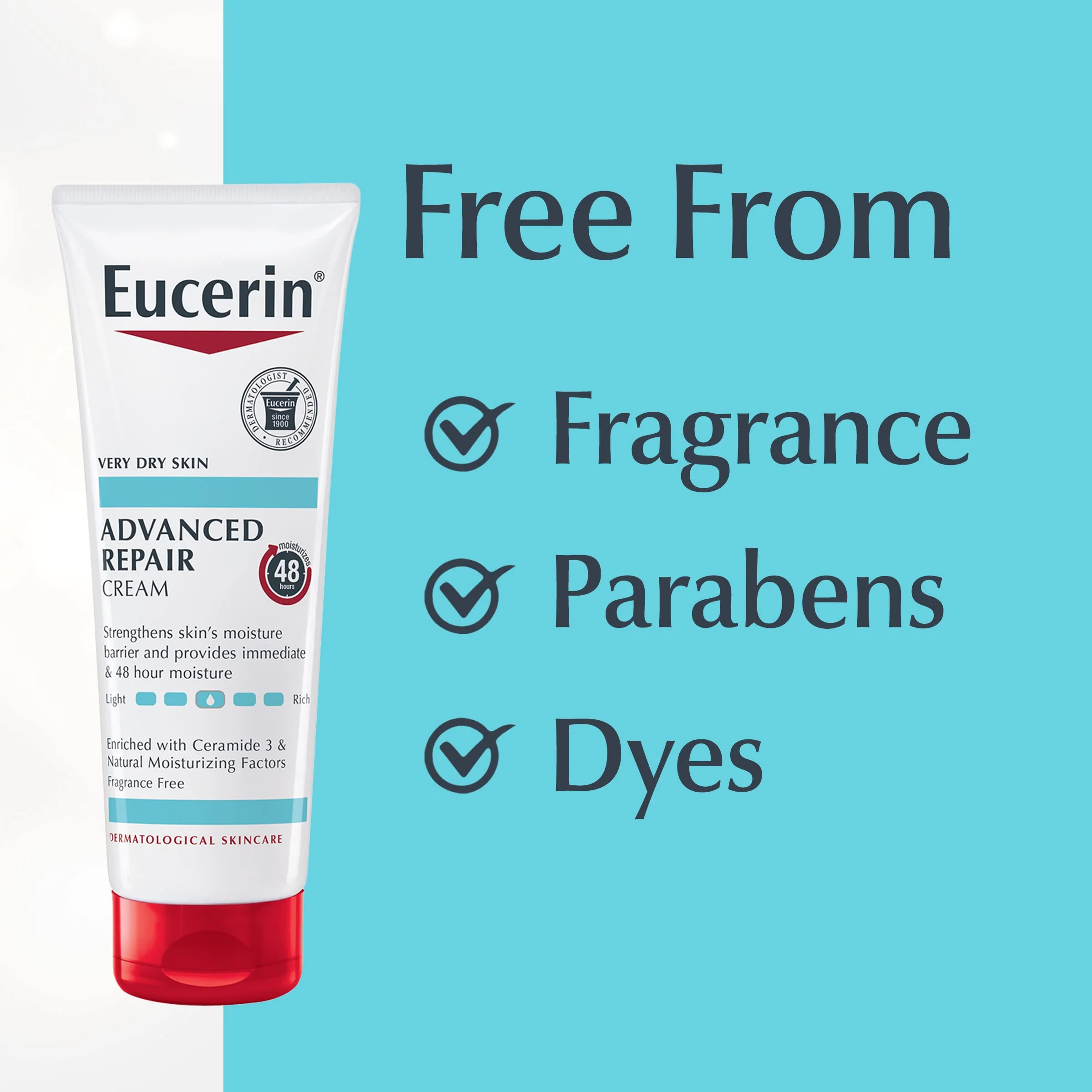 Eucerin Advanced Repair Body Cream for Very Dry Skin, Fragrance Free Daily Body Moisturizer, 8 Oz Tube - Image 10