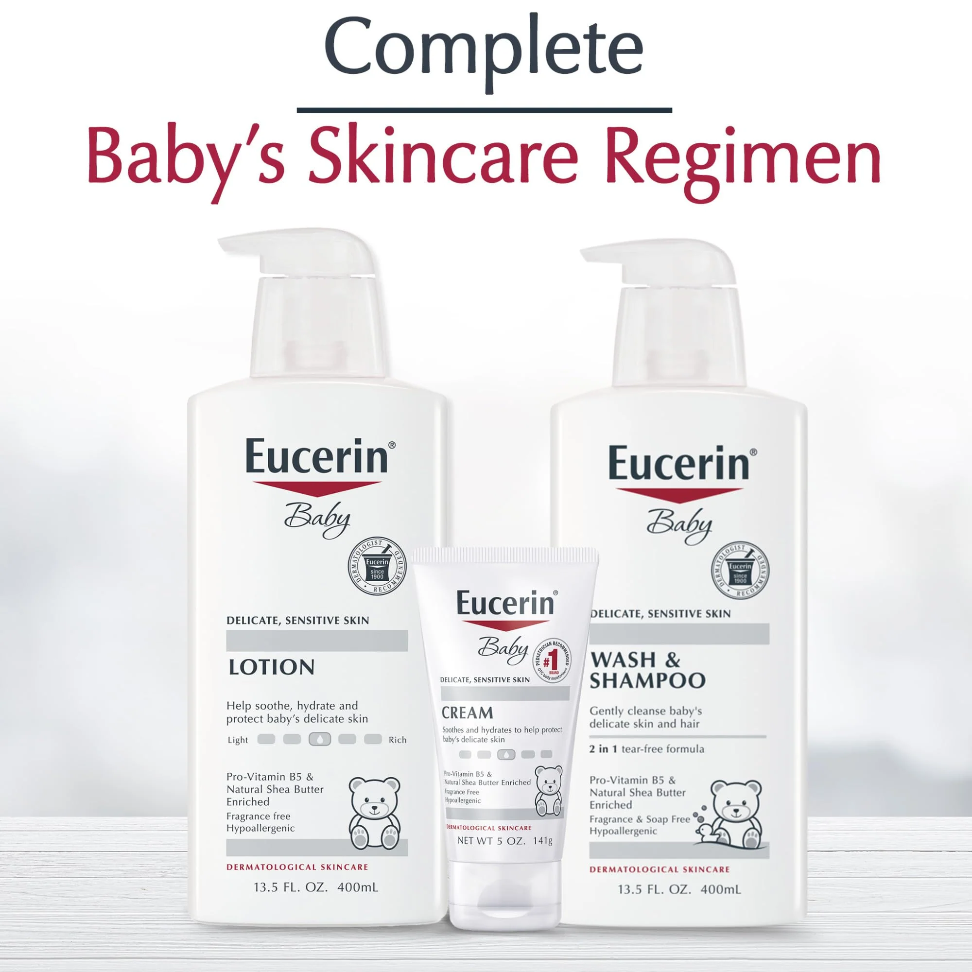 Eucerin Baby Body Lotion, Hypoallergenic and Fragrance Free Baby Lotion with Pro-Vitamin B5 and Shea Butter, 13.5 Fl Oz Bottle - Image 3