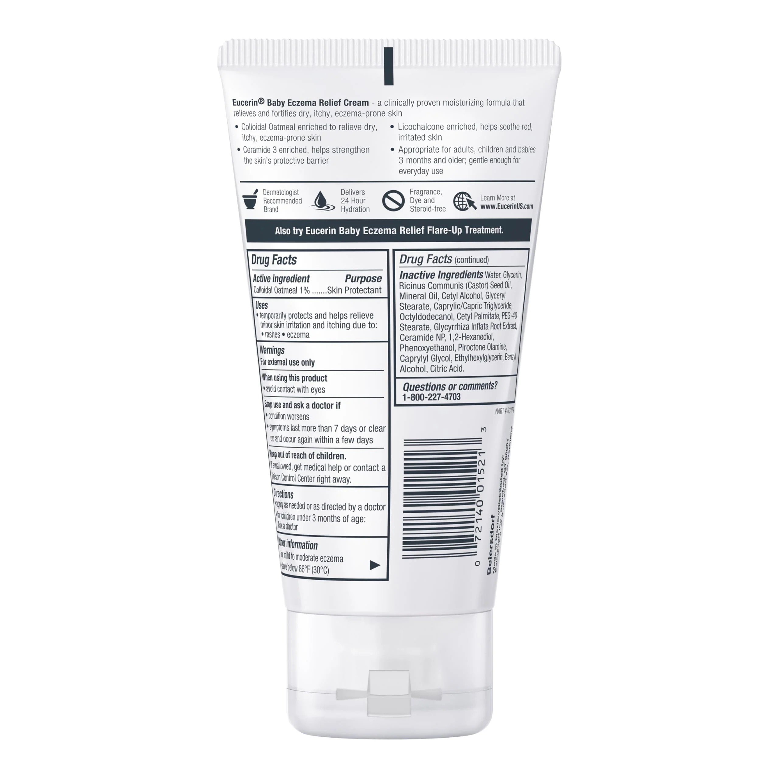 Eucerin Baby Eczema Relief Body Cream, Steroid & Fragrance Free for 3+ Months of Age, 5 oz. Tube - Image 8