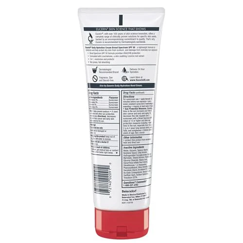 Eucerin Daily Hydration Broad Spectrum SPF 30 Sunscreen Body Cream for Dry Skin, Fragrance Free Sunscreen Moisturizer, 8 Oz Tube - Image 4