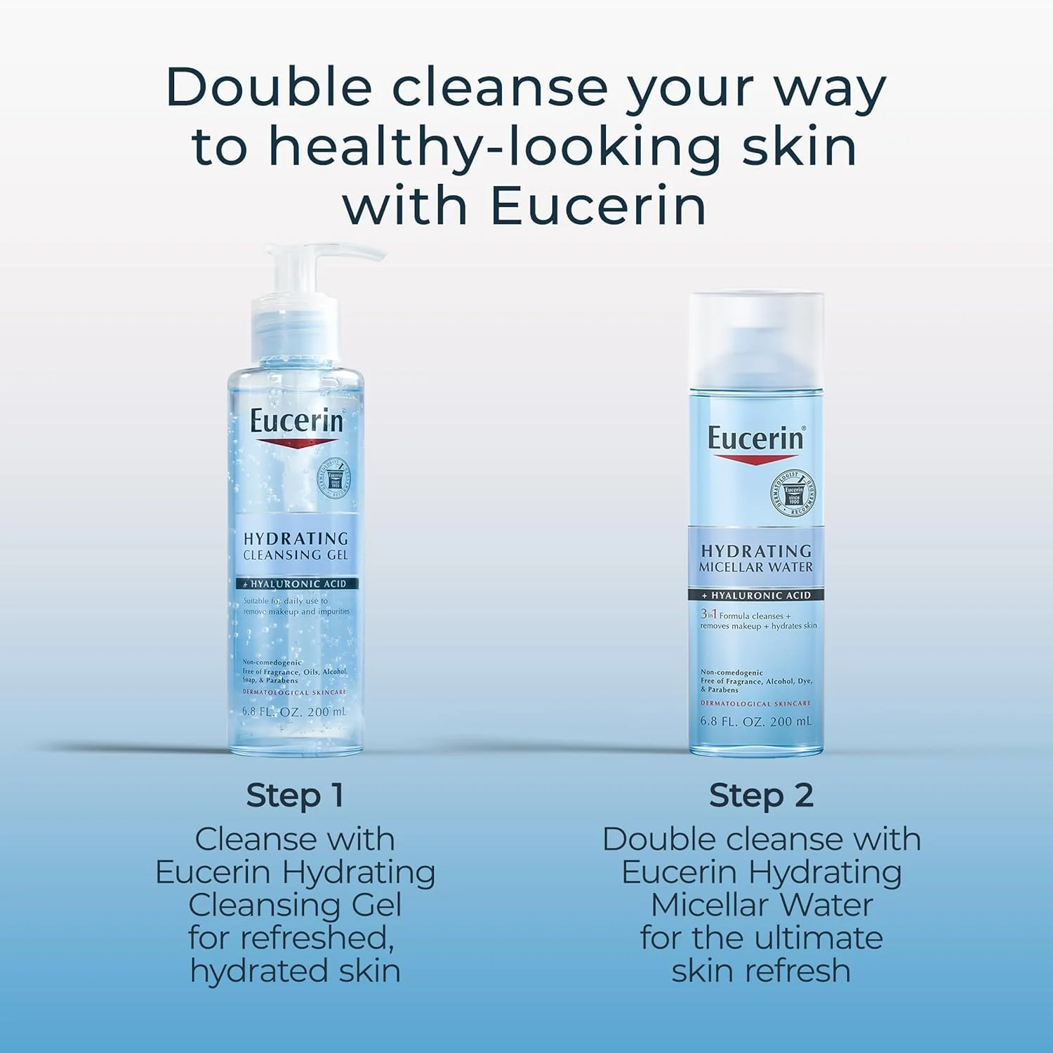 Eucerin Hydrating 3-in-1 Micellar Water, Formulated with Hyaluronic Acid, 6.8 Fl Oz Bottle - Image 6