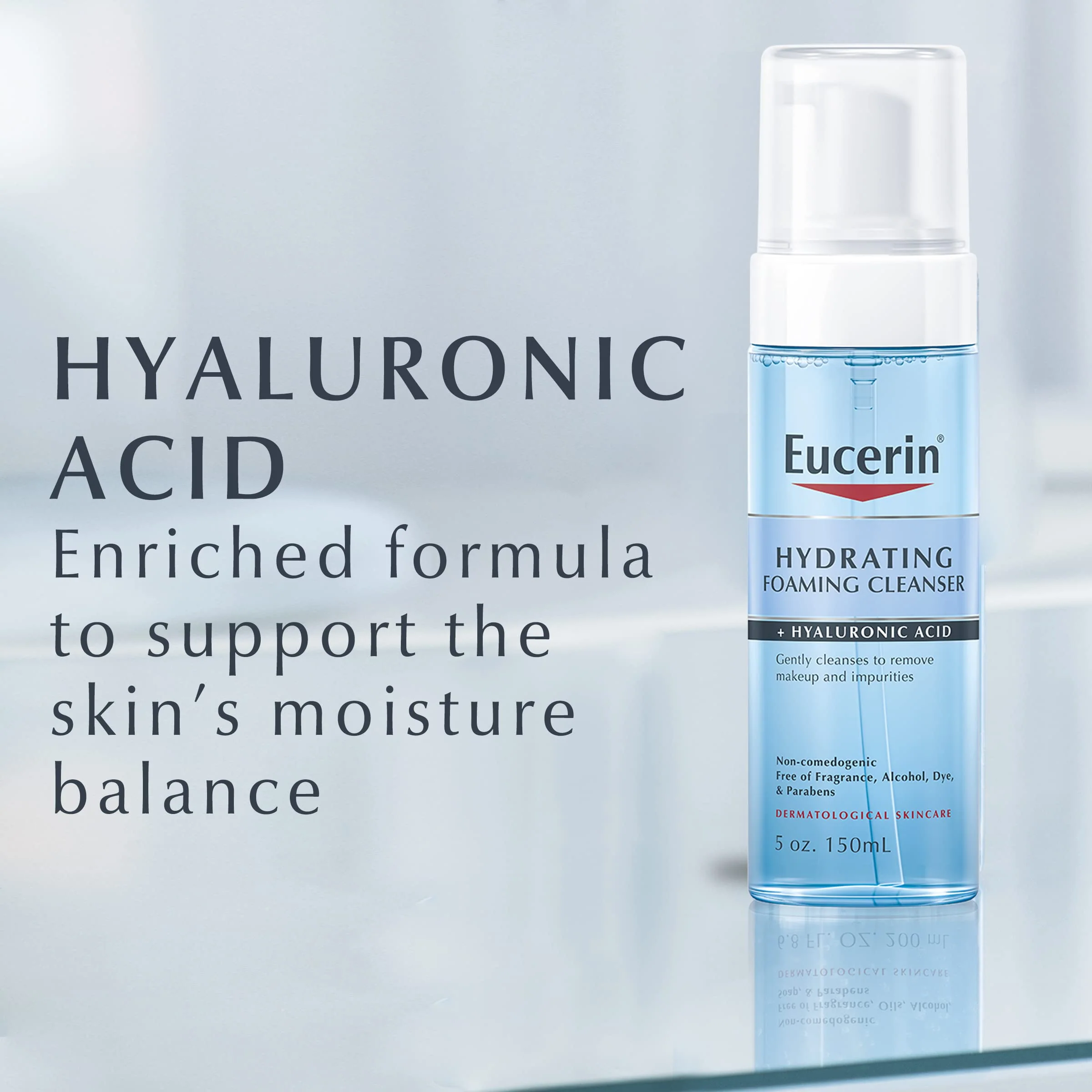 Eucerin Hydrating Foaming Daily Facial Cleanser with Hyaluronic Acid, 5 Fl Oz - Image 12