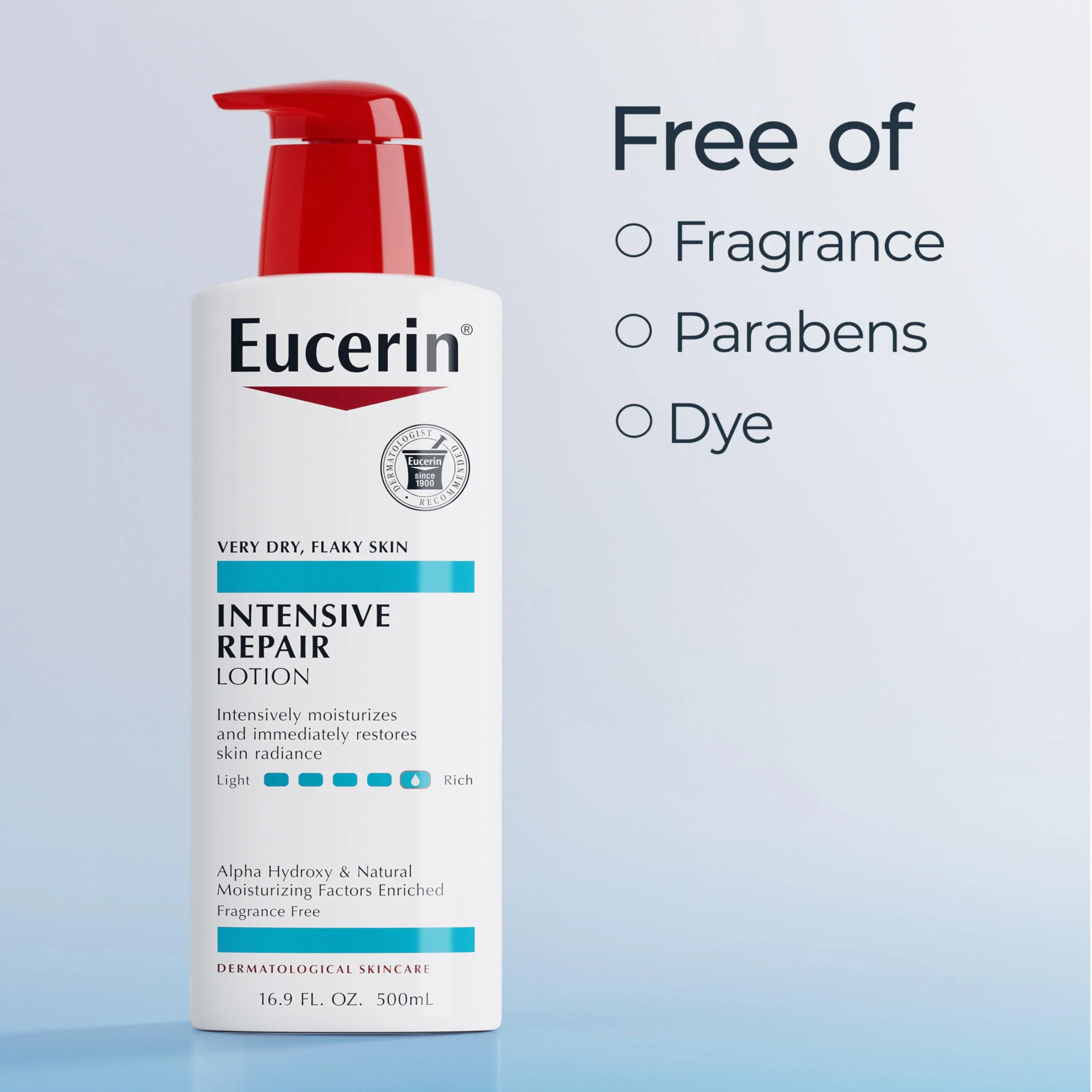 Eucerin Intensive Repair Body Lotion for Dry Skin with Alpha Hydroxy, Body Moisturizer for Very Dry Skin, Moisturizes, Exfoliates and Conditions, Fragrance Free and Paraben Free, 16.9 Fl Oz Bottle - Image 8