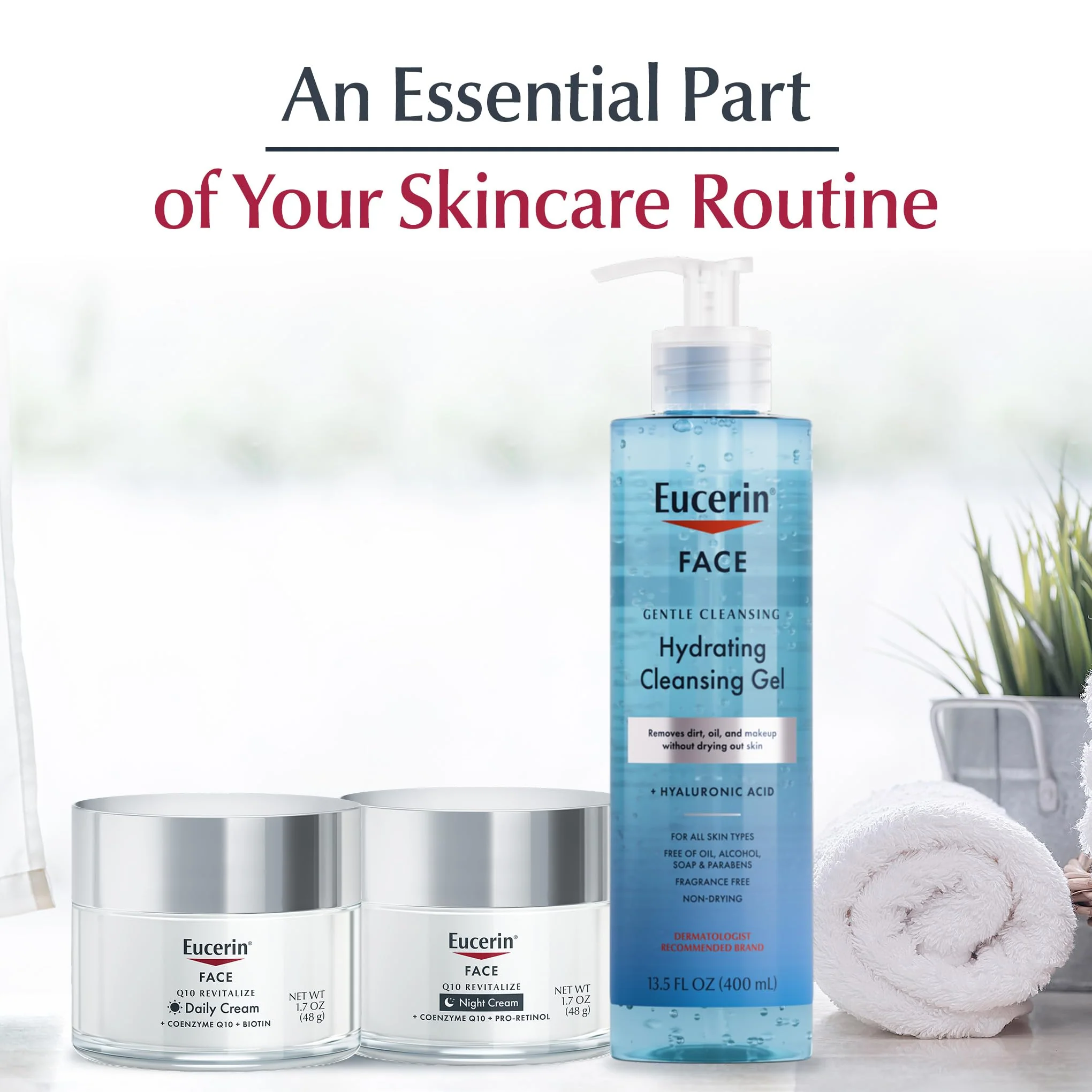 Eucerin Q10 Skin Care Set, Anti Wrinkle Daily Face Cream with Biotin (1.7 Oz) + Anti Wrinkle Night Cream with Pro-Retinol (1.7 Oz), Fragrance Free Face Moisturizer for All Skin Types - Image 6