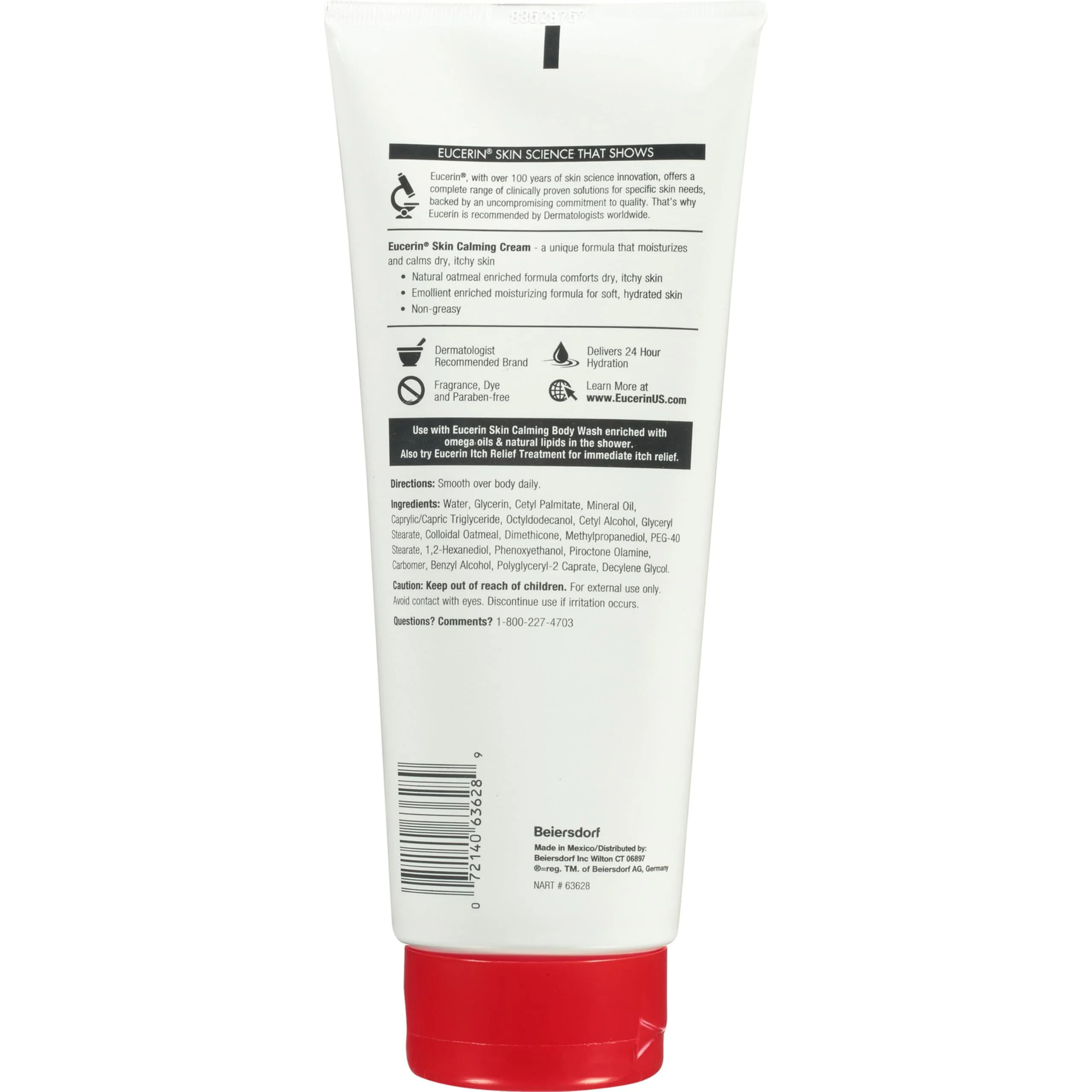 Eucerin Skin Calming Cream - Full Body Lotion for Dry, Itchy Skin, Natural Oatmeal Enriched - 14 oz. Tube - Image 4