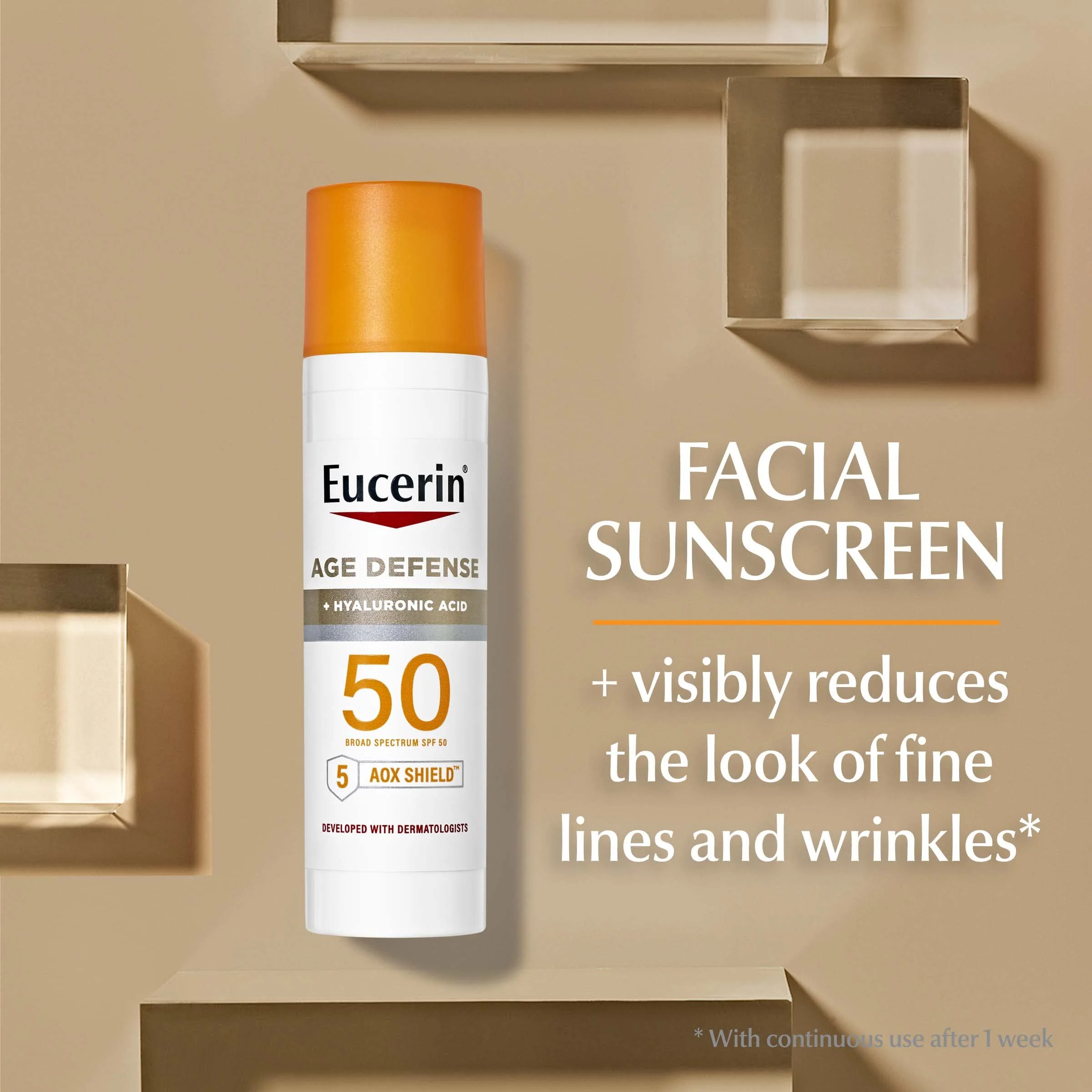 Eucerin Sun Advanced Hydration SPF 50 Sunscreen Lotion (5 Fl Oz) + Age Defense Face Sunscreen Lotion SPF 50 (2.5 Fl Oz), Hypoallergenic and Lightweight Sun Protection with Hyaluronic Acid - Image 9