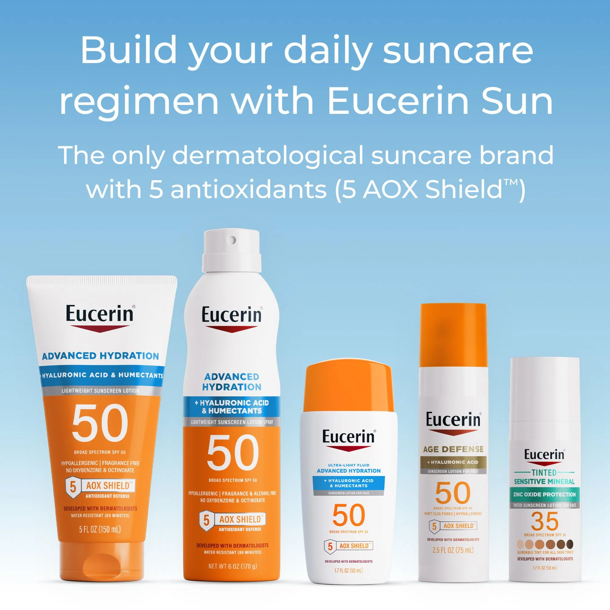Eucerin Sun Age Defense SPF 50 Face Sunscreen Lotion with Hyaluronic Acid, Hypoallergenic, Non-Comedogenic Sunscreen SPF 50 Free of Fragrance, Oxybenzone and Octinoxate, 2.5 Fl Oz Bottle - Image 9