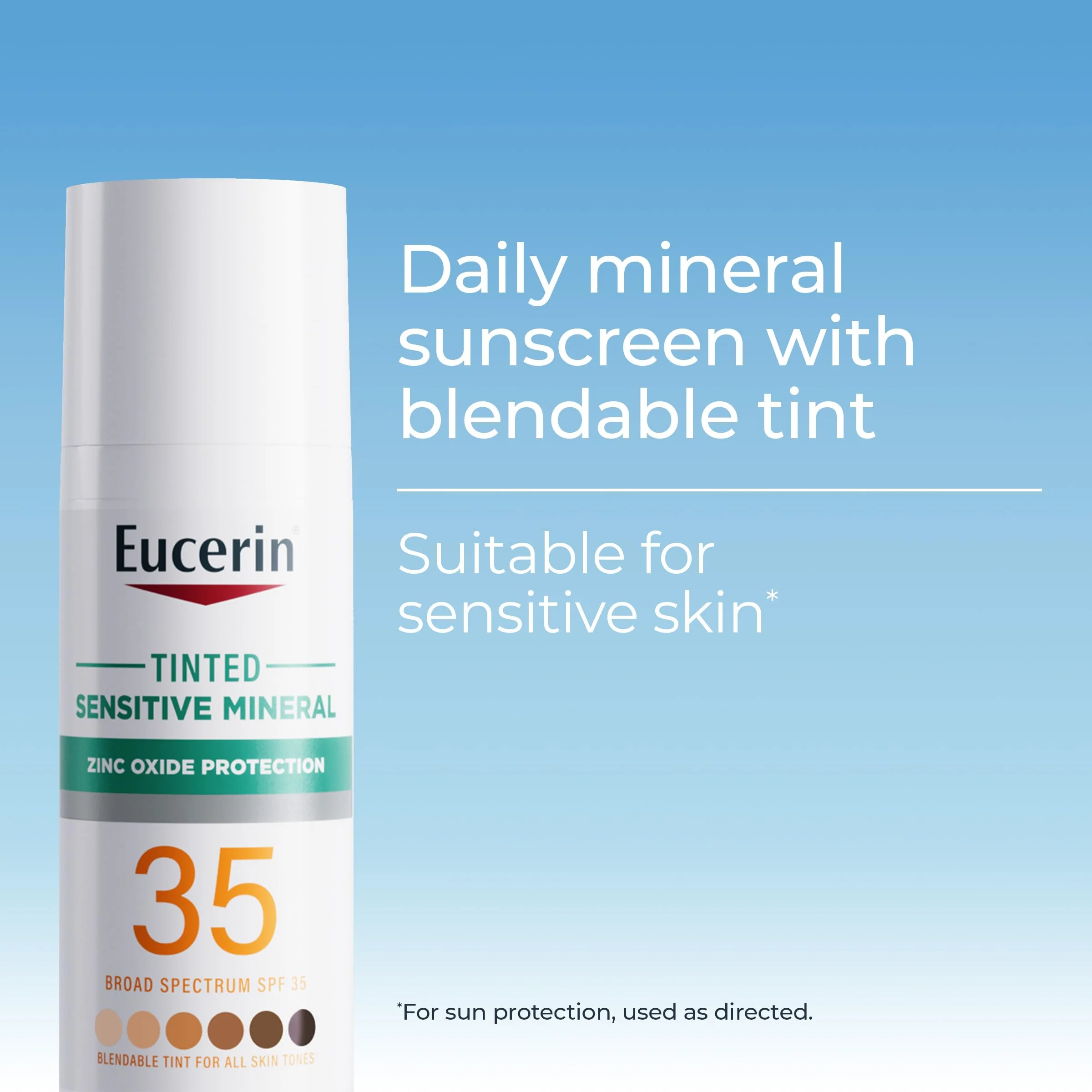 Eucerin Sun Tinted Sensitive Mineral Face Sunscreen Lotion SPF 35, Non-Comedogenic Mineral Sunscreen with Gentle Zinc Oxide Protection for Sensitive Skin, 1.7 Fl Oz Bottle - Image 10