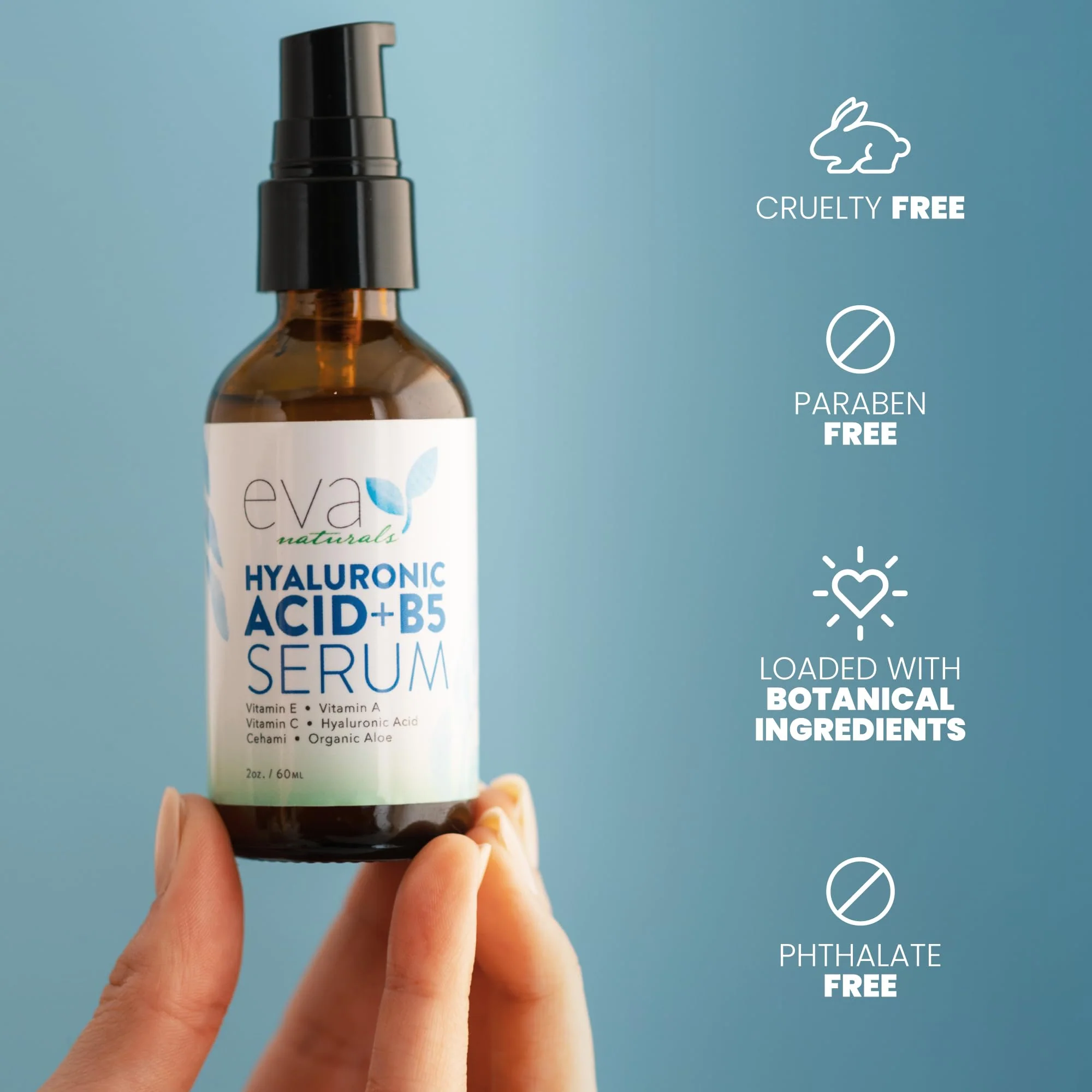 Eva Naturals Hyaluronic Acid + B5 Serum for Face – Ultra Hydrating Vitamin C & B5 Facial Serum for Deep Moisturizing, Wrinkle & Dark Spot Treatment, Skin Firming & Renewal - Image 7