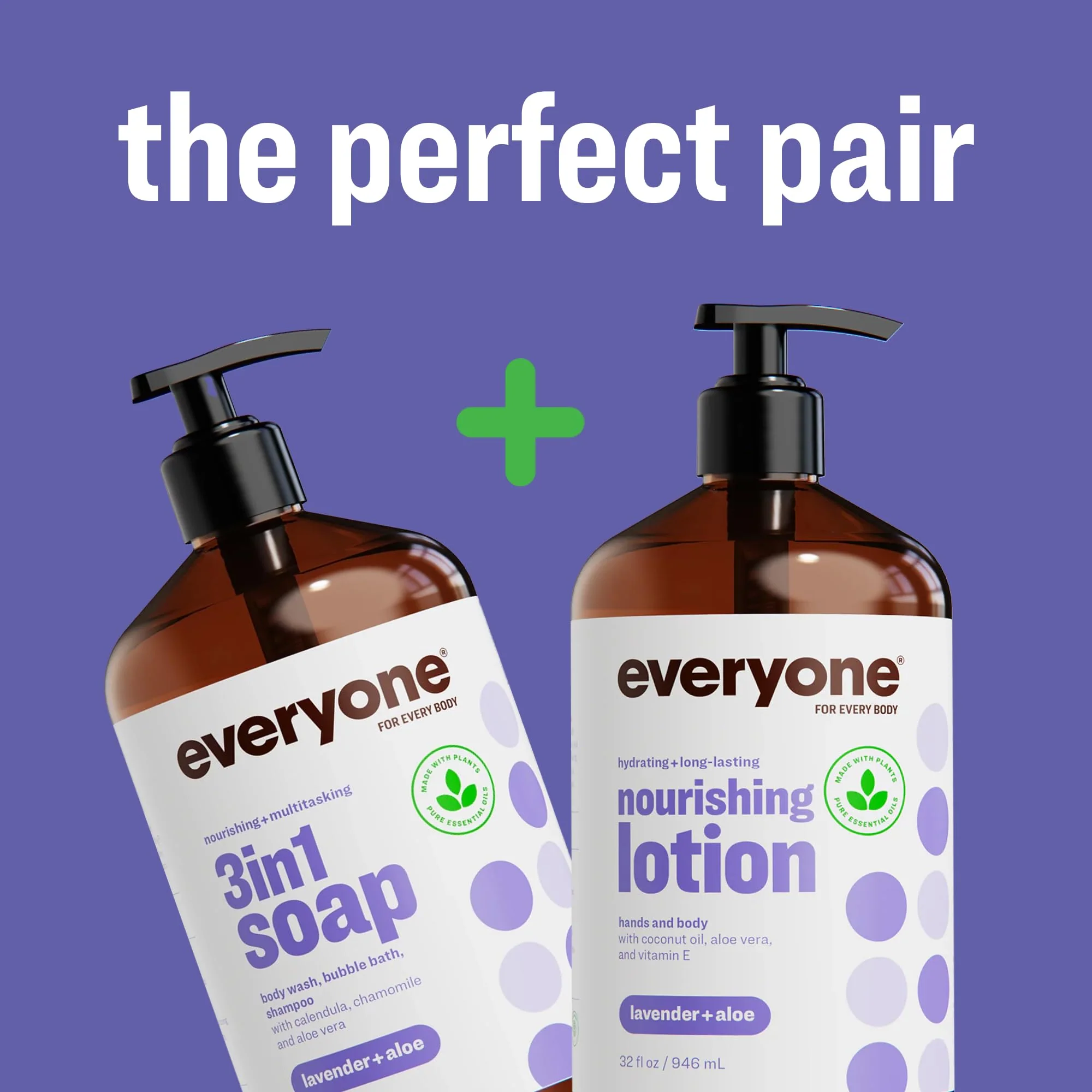 Everyone 3-in-1 Soap, Body Wash, Bubble Bath, Shampoo, 32 Ounce (Pack of 2), Lavender and Aloe, made with Essential Oils for Men and Women - Image 3