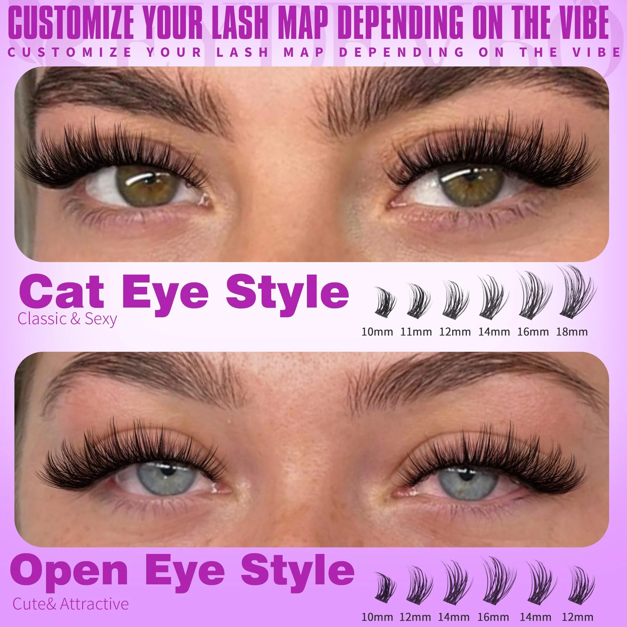 EYDEVRO Wispy Lash Clusters Natural Eyelash Clusters 9-18mm Cluster Eyelash Extensions CD Curvature 192 Pcs Manga Cluster Lashes Individual Lashes DIY Lash Extensions - Image 7