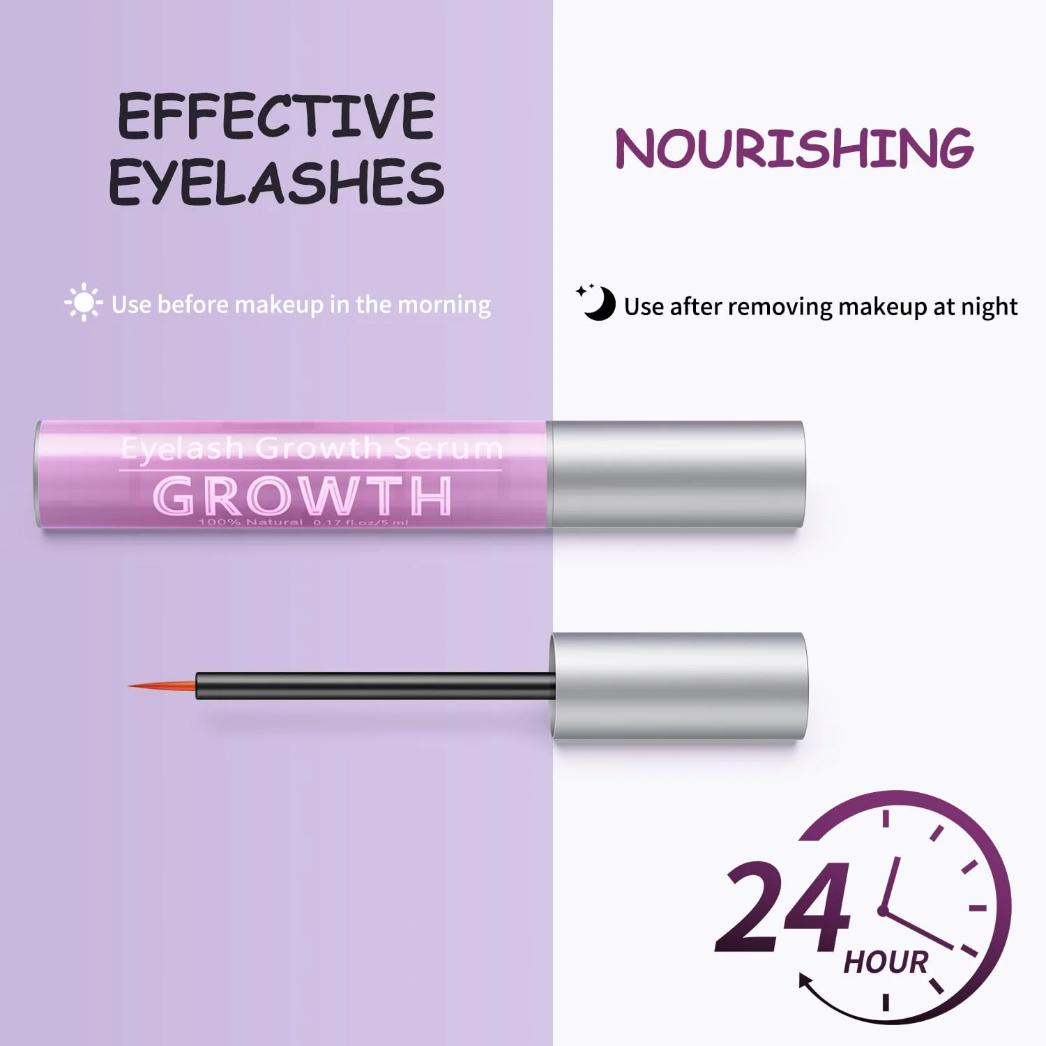 Eyelash Growth Serum Volumizing Lash Serum For Eyelash Growth Longer & Thicker Lash Enhancing serum With Natural Formula Vegan & Cruelty-Free (5mL) - Image 3